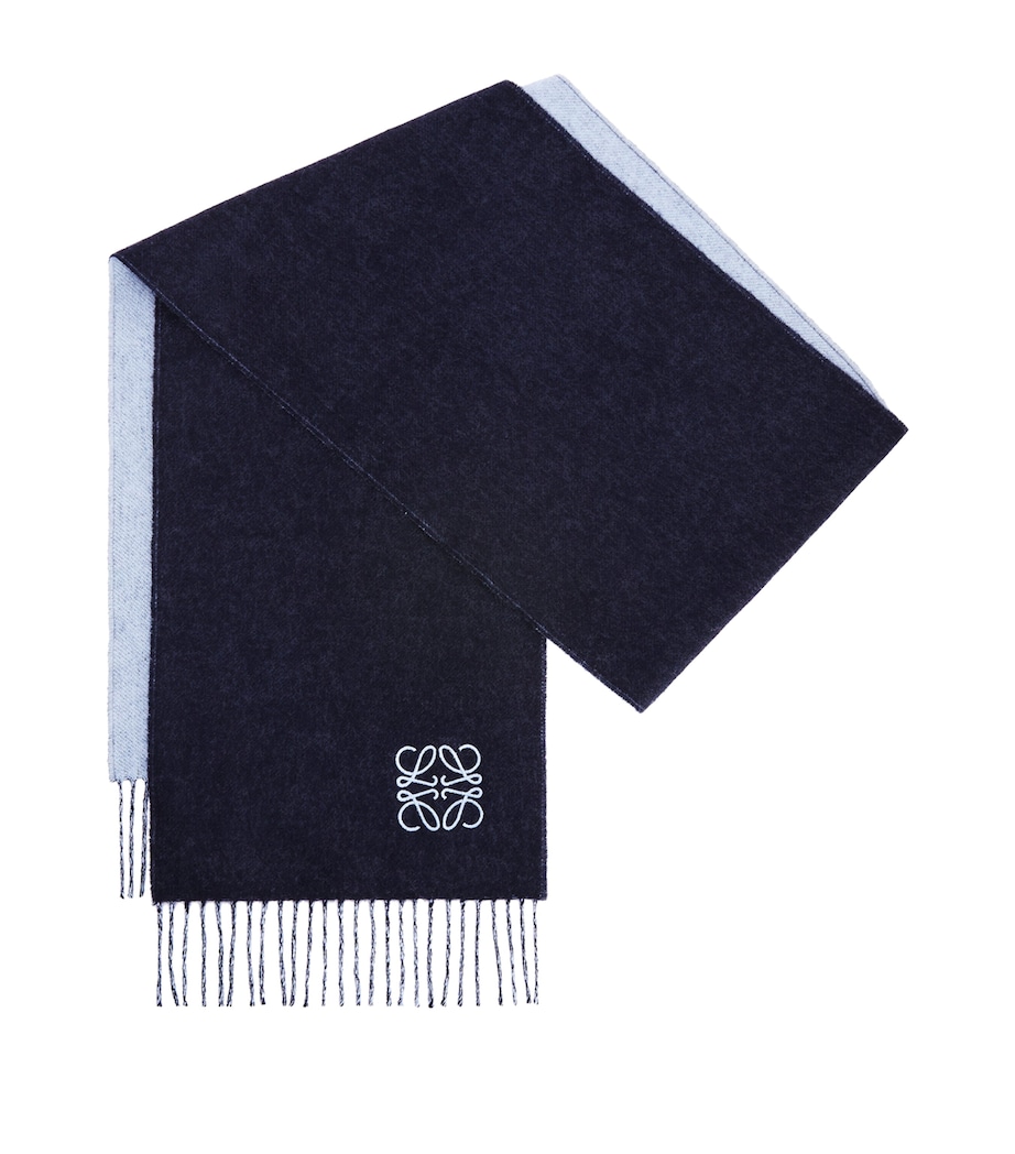 Cashmere-Wool Two-Tone Anagram Scarf LIGHT BLUE/NAVY BLUE Image 3