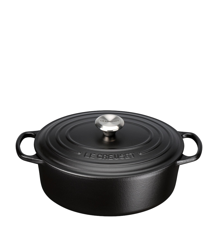 Cast Iron Oval Casserole Dish (29cm) BLACK Image 1
