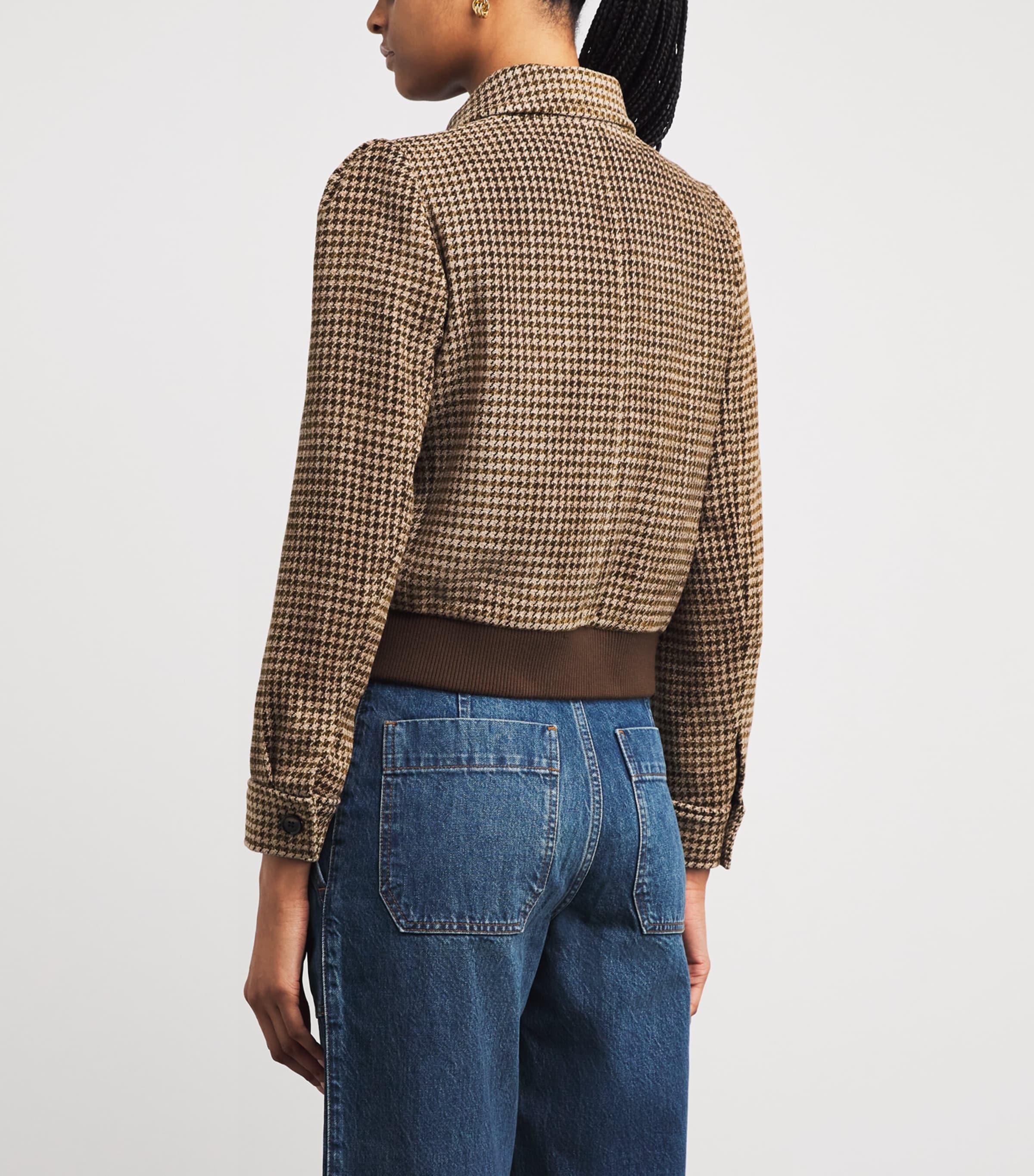 Houndstooth Bomber Jacket BROWN MULTI Image 4