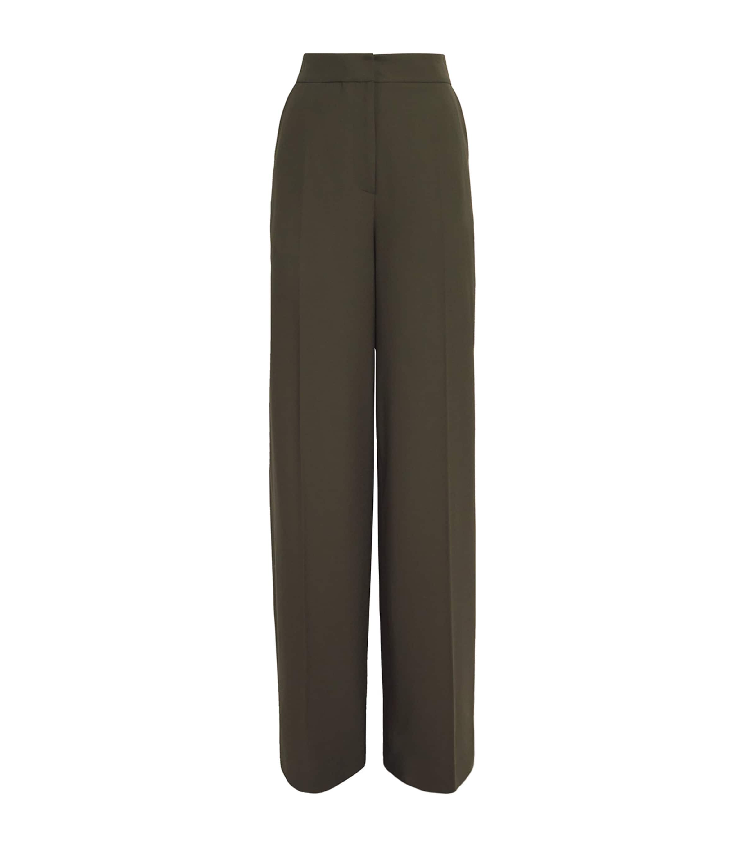 Laura Pitharas Wool Wide-leg Trousers In Green