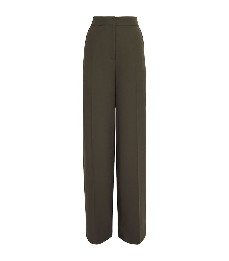 Wool Wide-Leg Trousers OLIVE GREEN Image 1