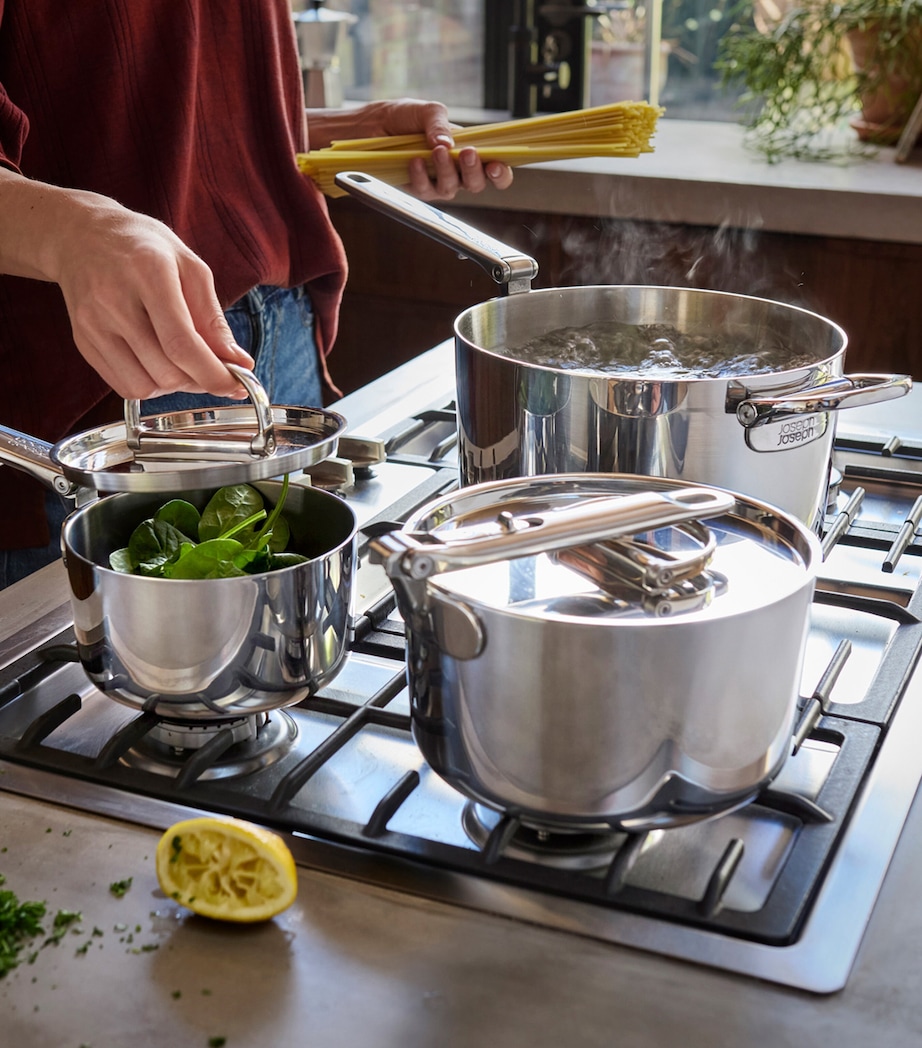 Space Steel Folding-Handle 3-Piece Saucepan Set STAINLESS STEEL Image 2