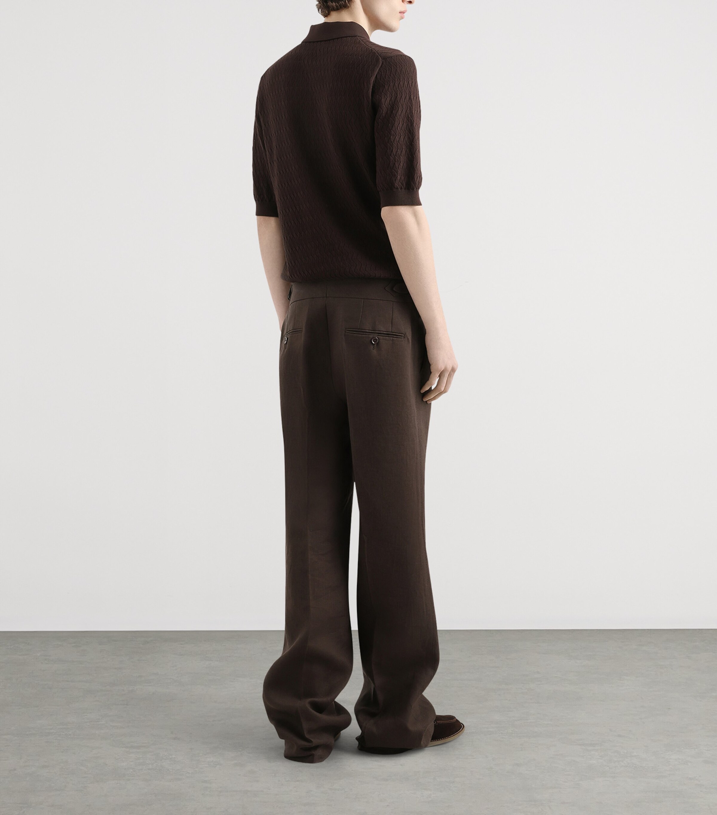 Cotton Polo Shirt M3977-BROWN Image 3