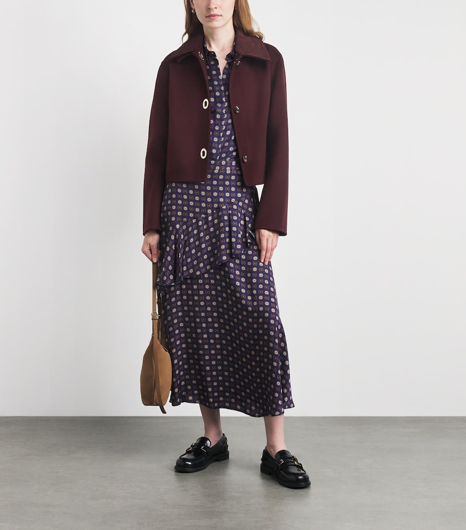 Claudie Pierlot Womens Wool-Blend Corduroy Jacket Dark Burgundy Image 2