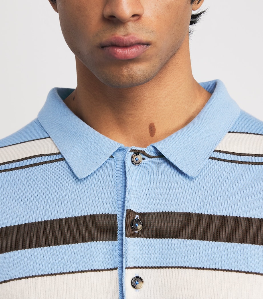 Cotton Rugby Stripe Polo Sweater MISTY BLUE 829 Image 6
