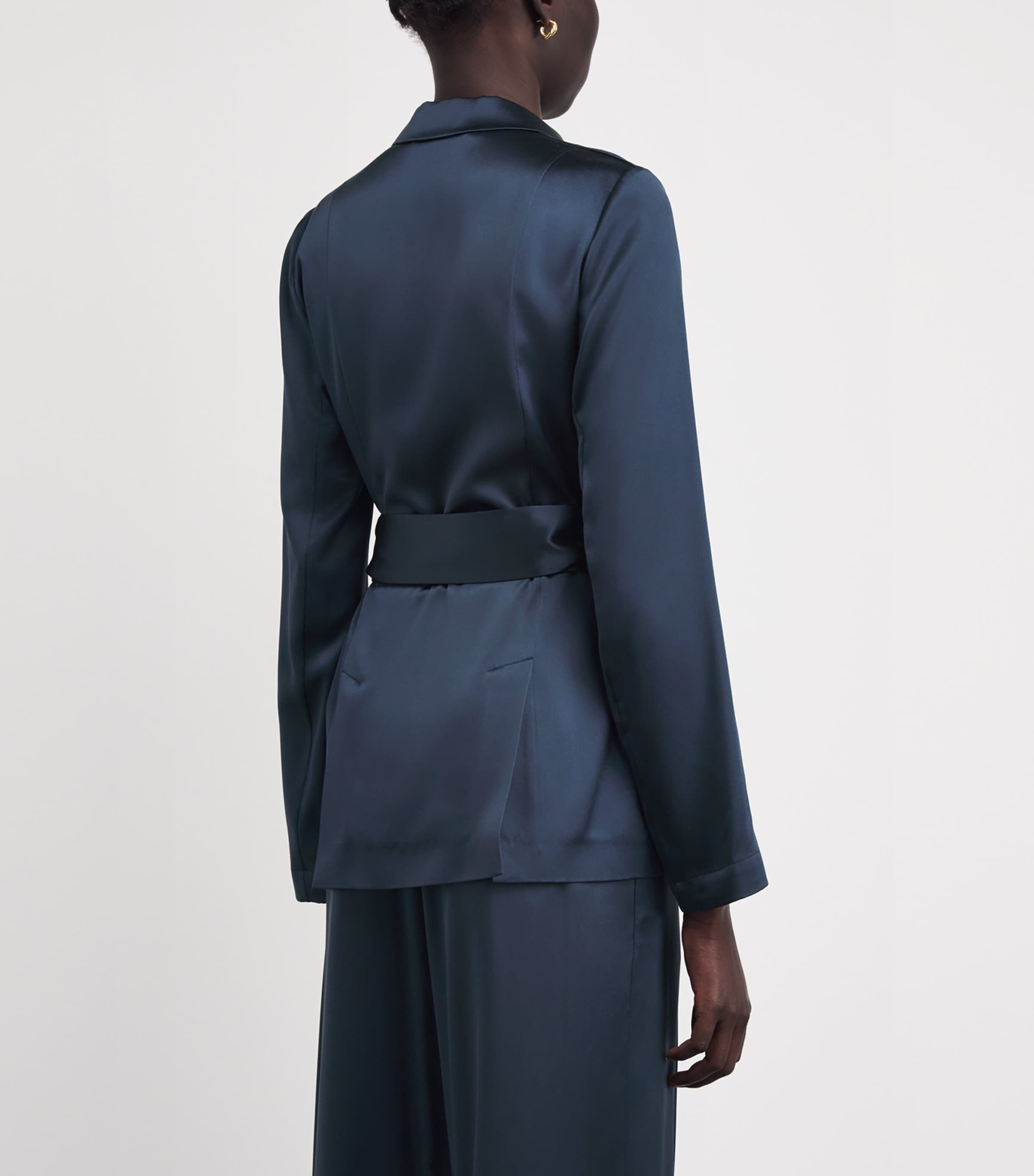 Silk Satin Archer Jacket INDIGO Image 4
