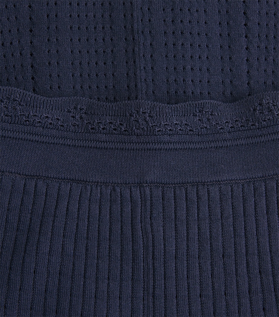 Sandro Paris Womens Pointelle Maxi Skirt Navy Blue Image 6