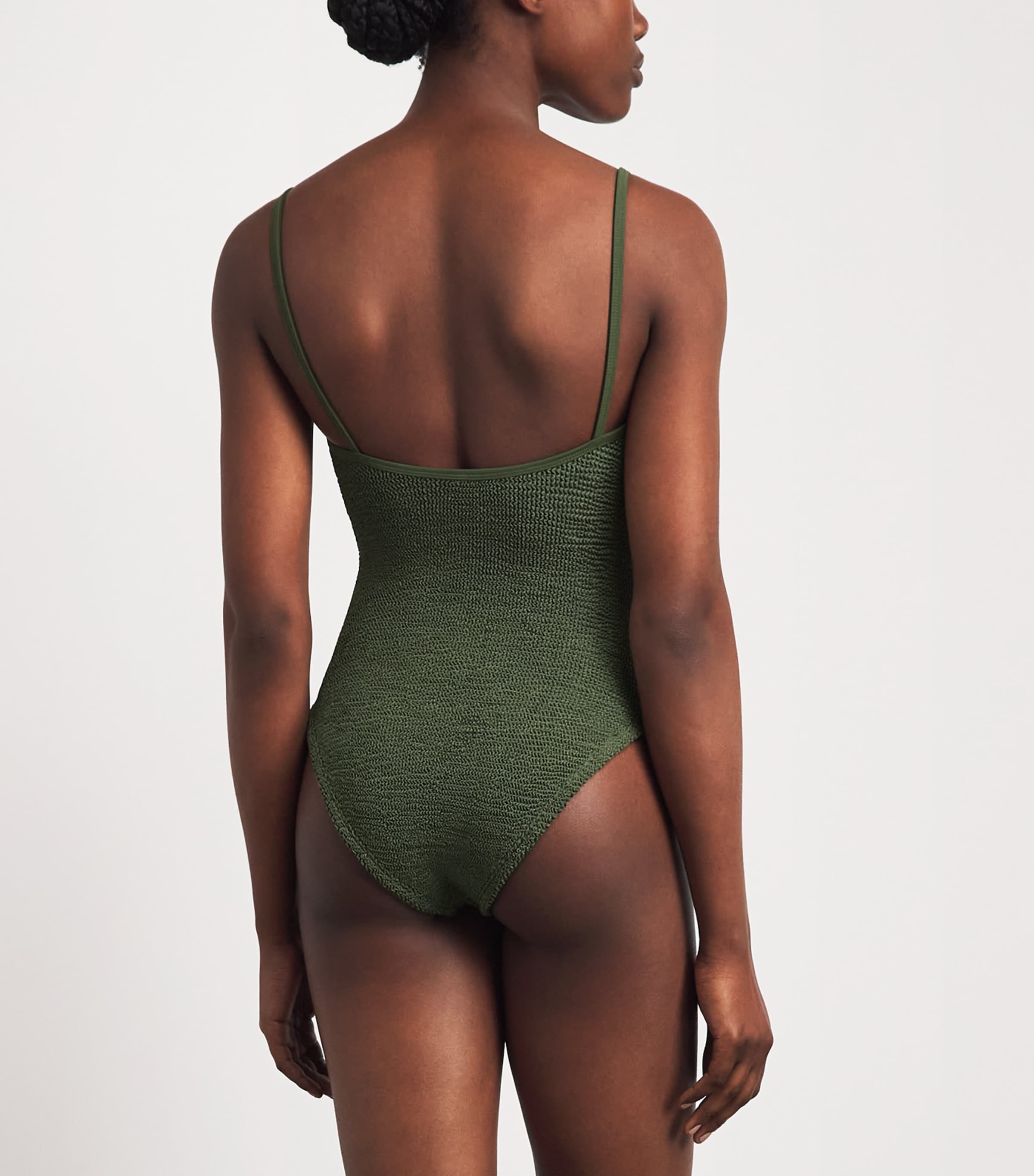 Hunza G Womens Cut-Out Toni Swimsuit Metallic Khaki Image 4