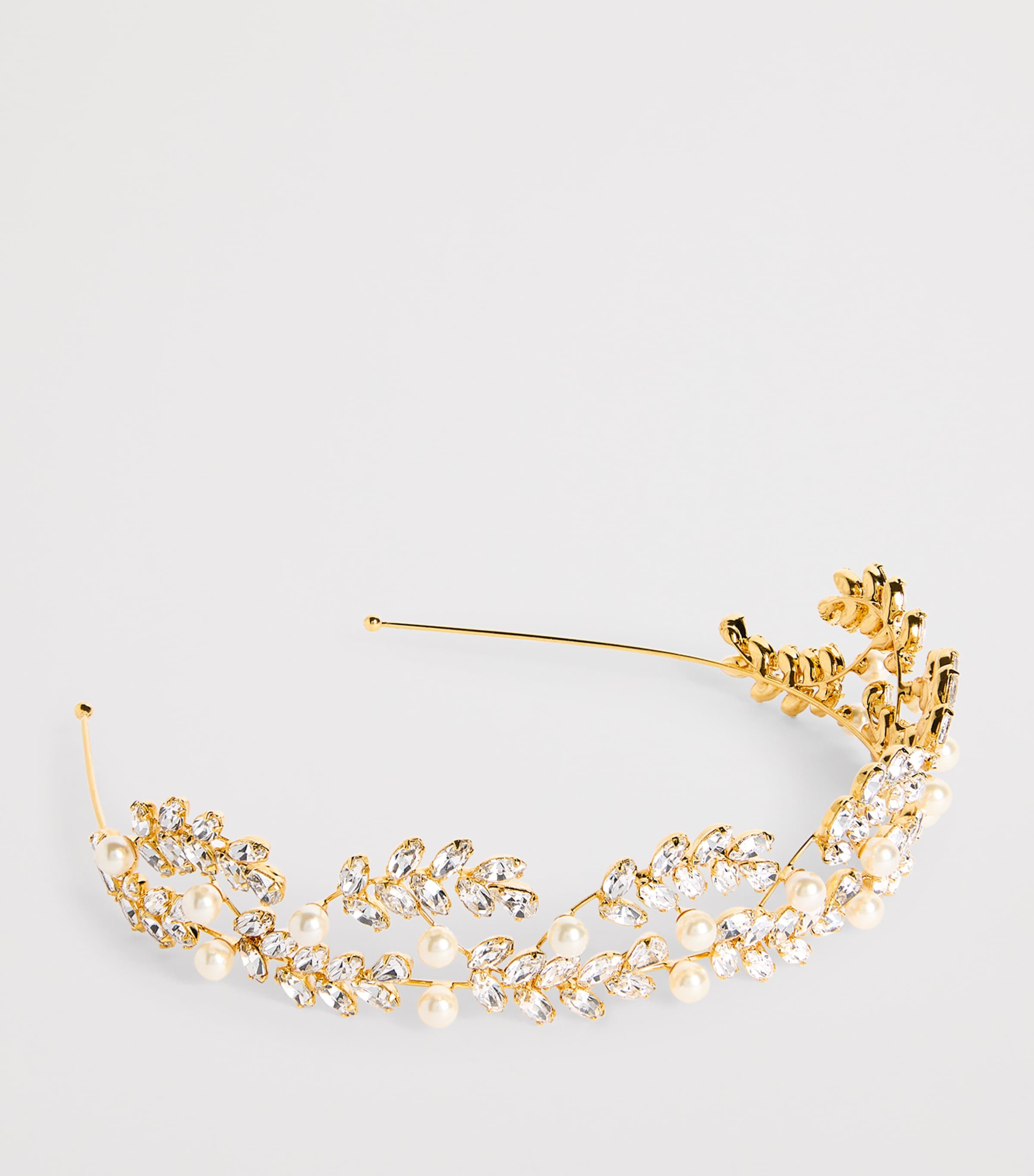 Jennifer Behr Gold-Plated Embellished Delilah Tiara Crystal Antique Gold Image 3