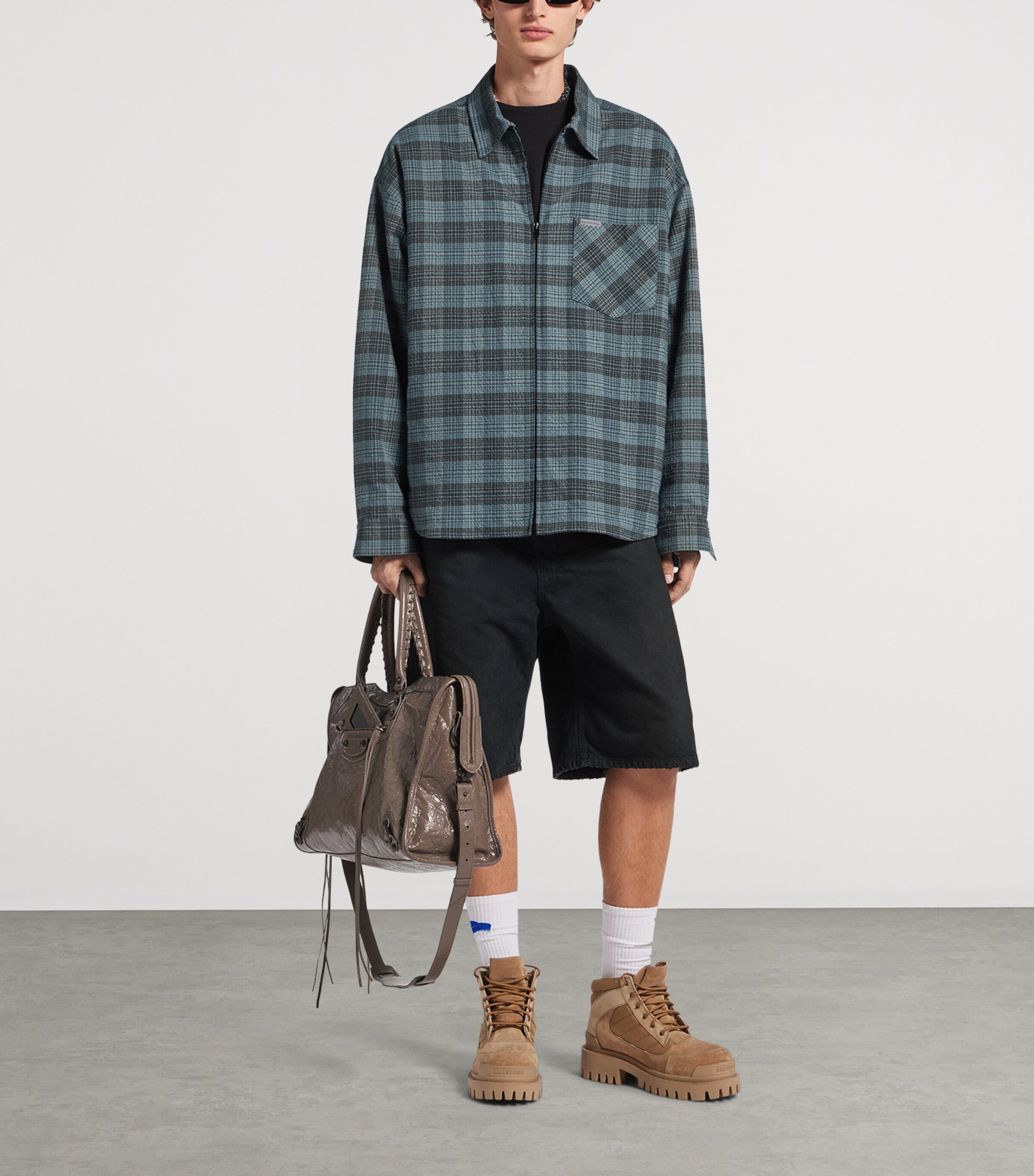 Balenciaga Mens Check Padded Overshirt Image 2