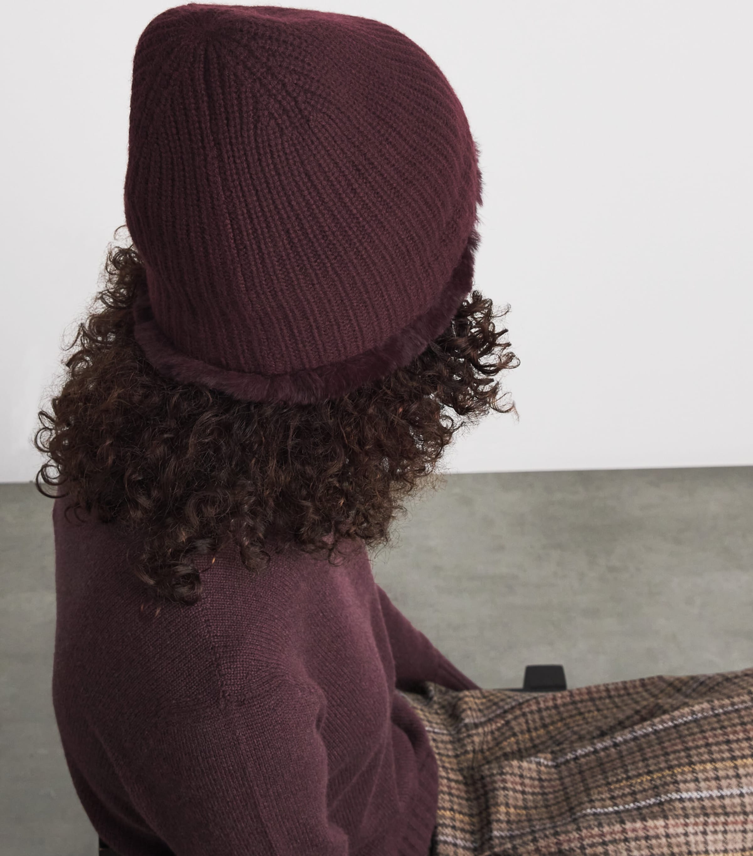 Yves Salomon Wool-Cashmere Rabbit Fur Trim Beanie Image 3