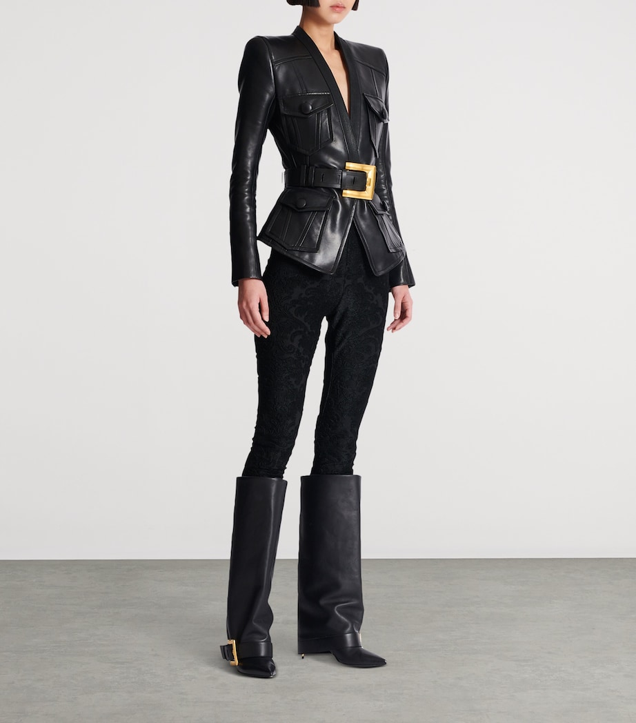 Belted Leather Jacket 0PA NOIR Image 2