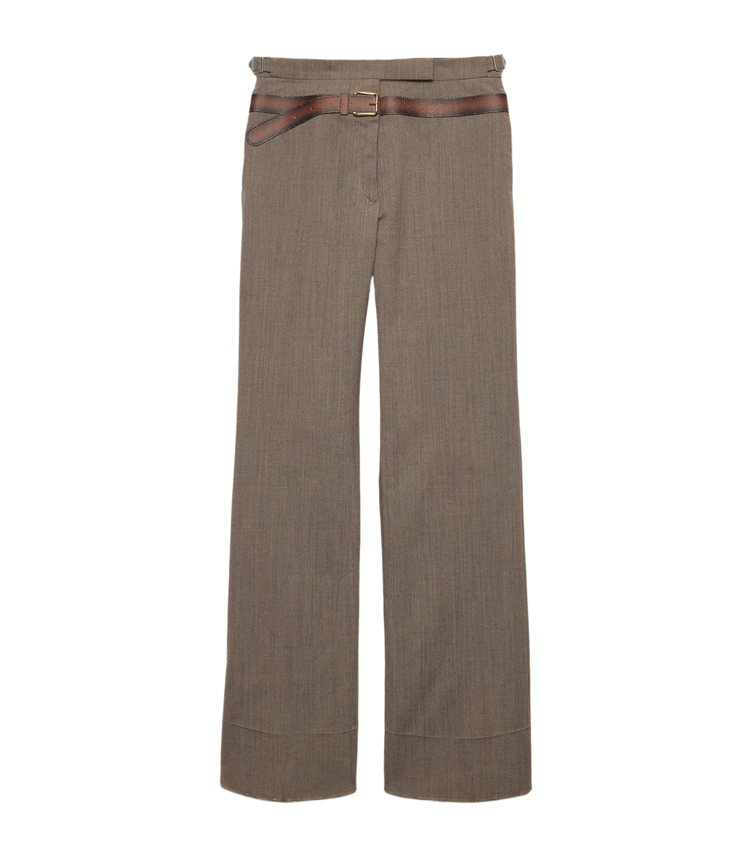 Technical Wool Belted Tailored Trousers F0572 Image 1