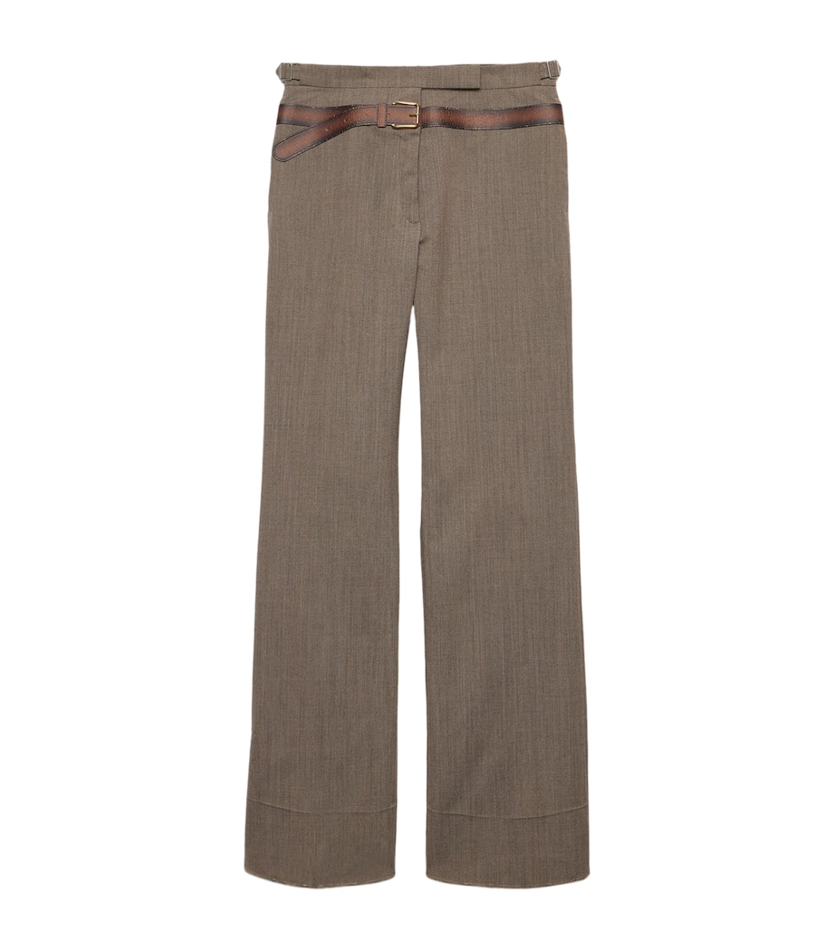 Technical Wool Belted Tailored Trousers F0572 Image 1