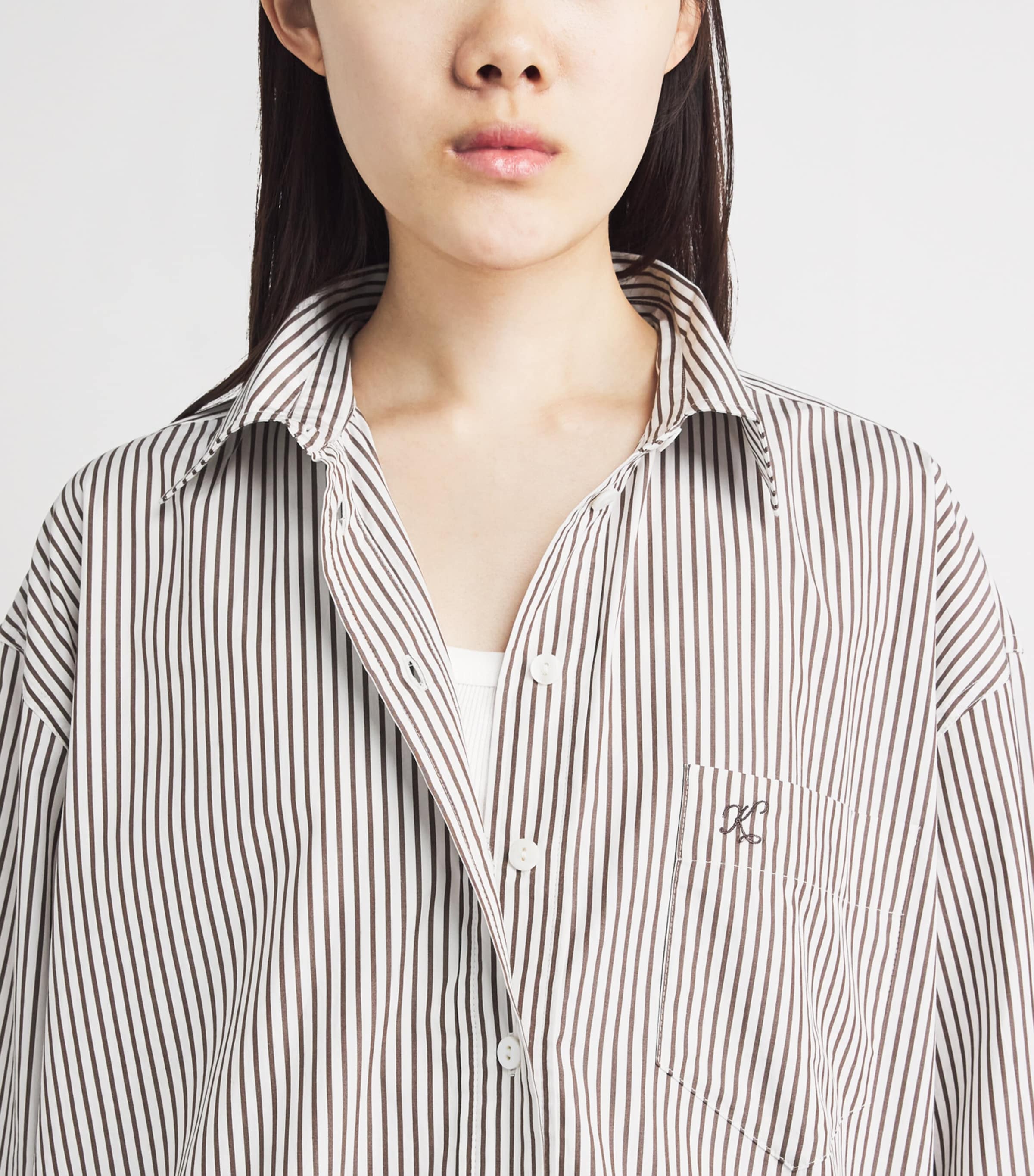 Suzie Kondi Womens Cotton Poplin Stripe Kappa Shirt Truffle Stripe Image 3