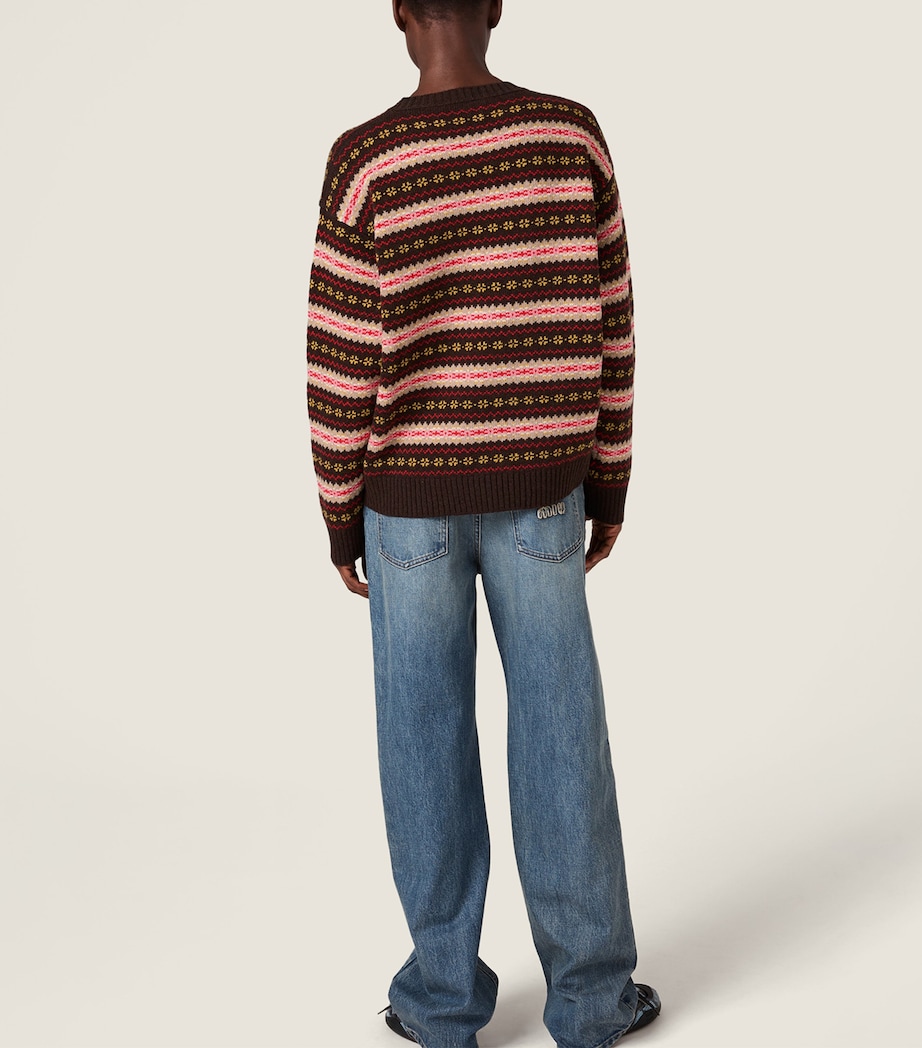 Miu Miu Womens Wool Fair Isle Sweater Image 3