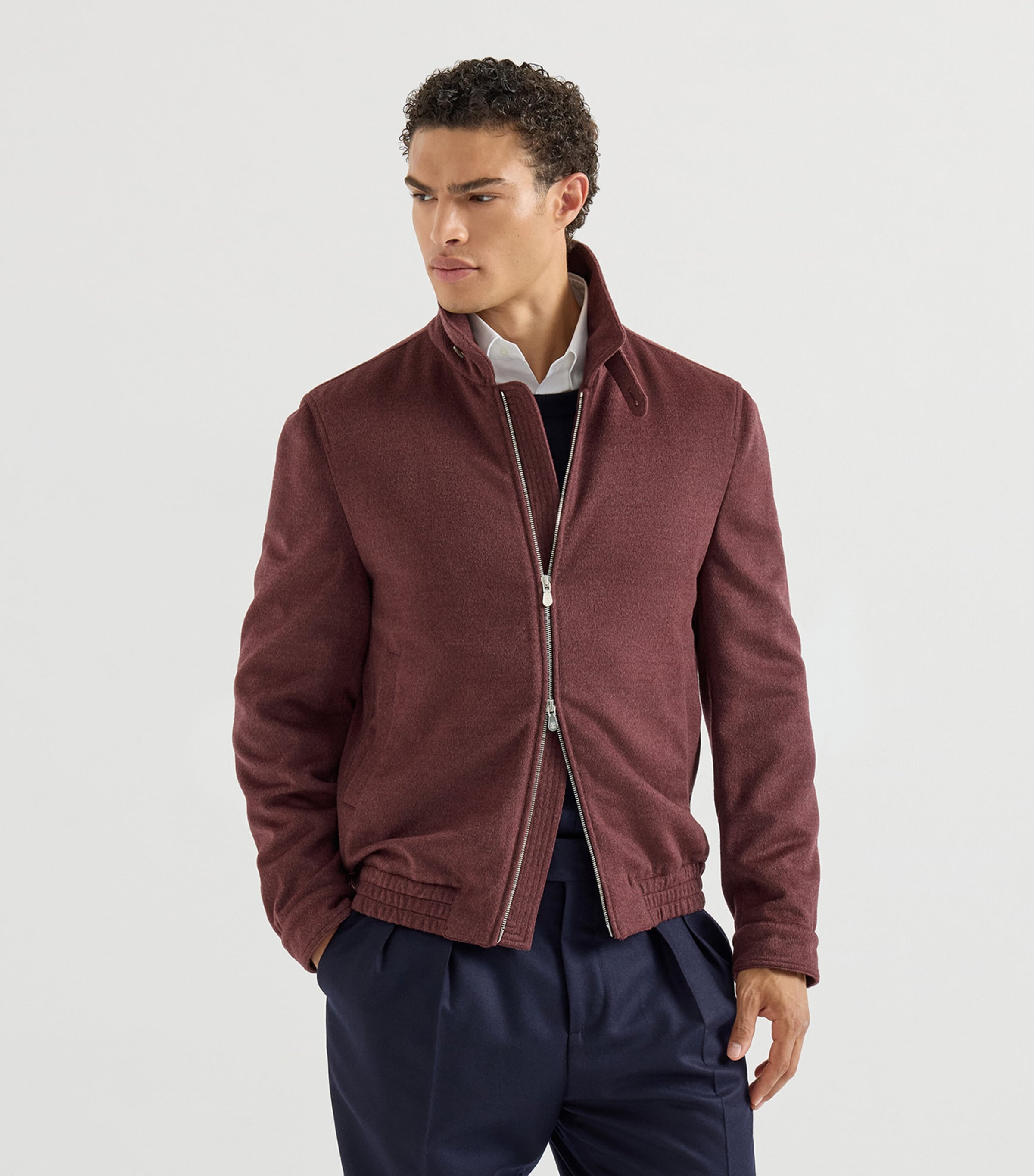 Brunello Cucinelli Mens Virgin Wool Bomber Jacket Image 2