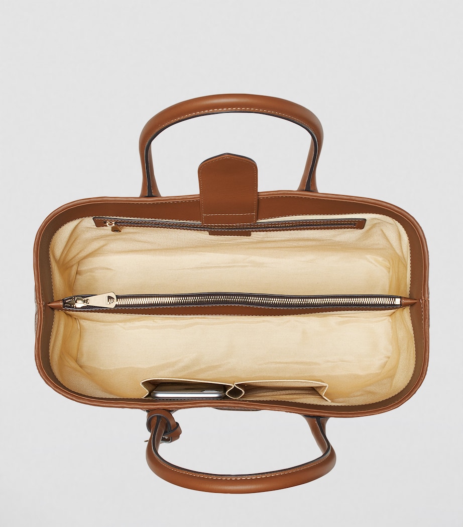 Woven Leather London Tote Bag TAN Image 4