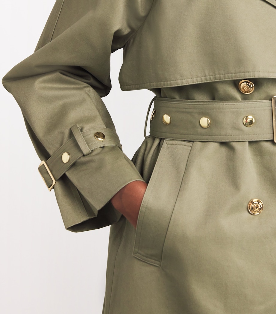 Maje Womens Cotton Belted Trench Coat Khaki Image 5