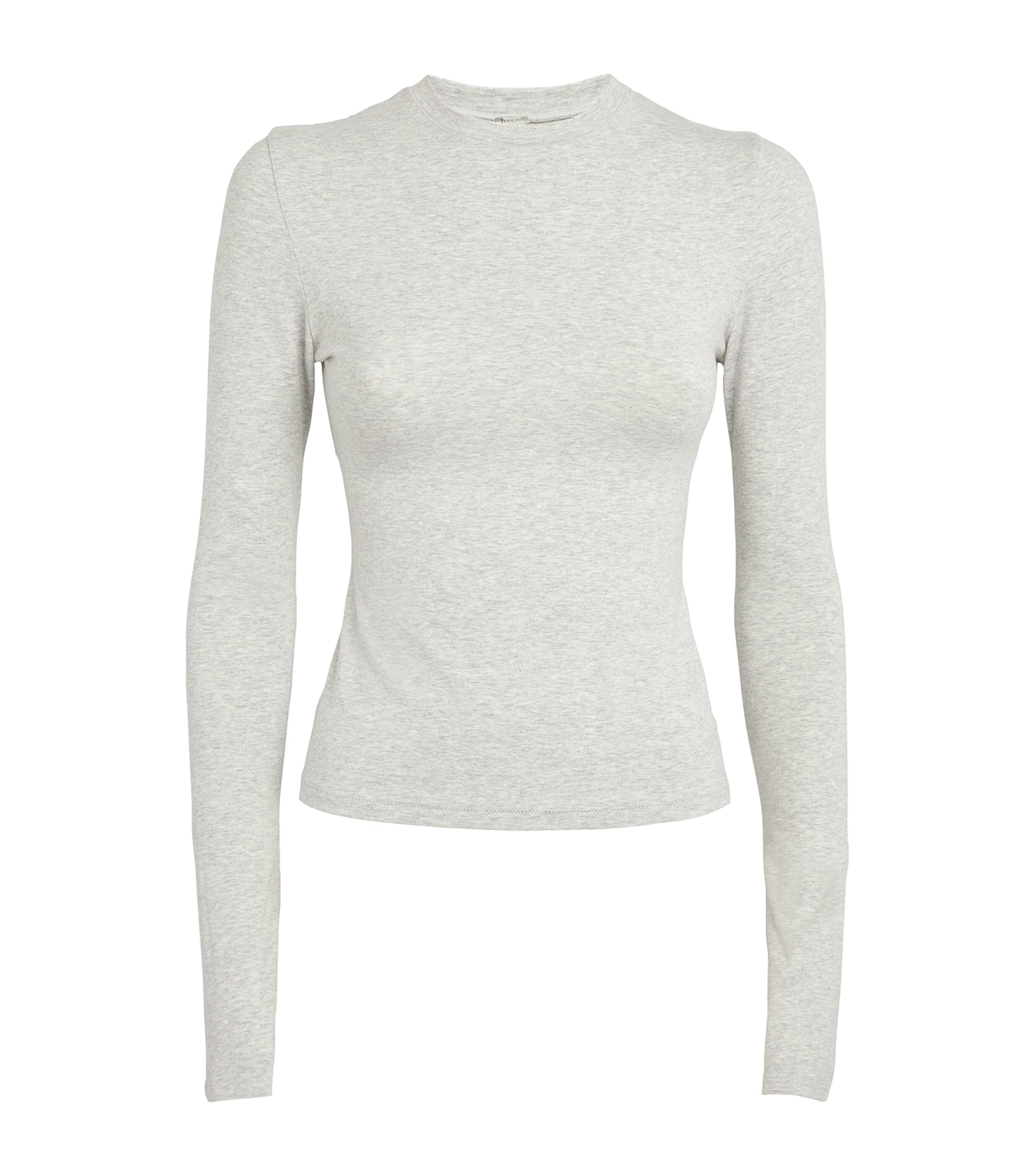 Skims Cotton Jersey Long-Sleeve T-Shirt | Women Clothing | Tops | T-Shirts | Loungewear | Lounge Bottoms | Designers | Skims | Nightwear