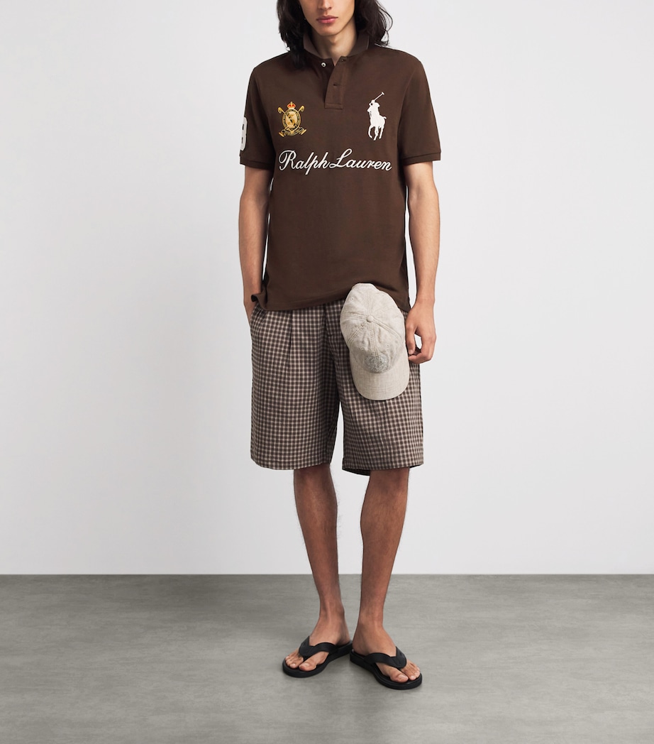 Polo Ralph Lauren Mens Mesh Signature Logo Polo Shirt Nutmeg Brown Image 2