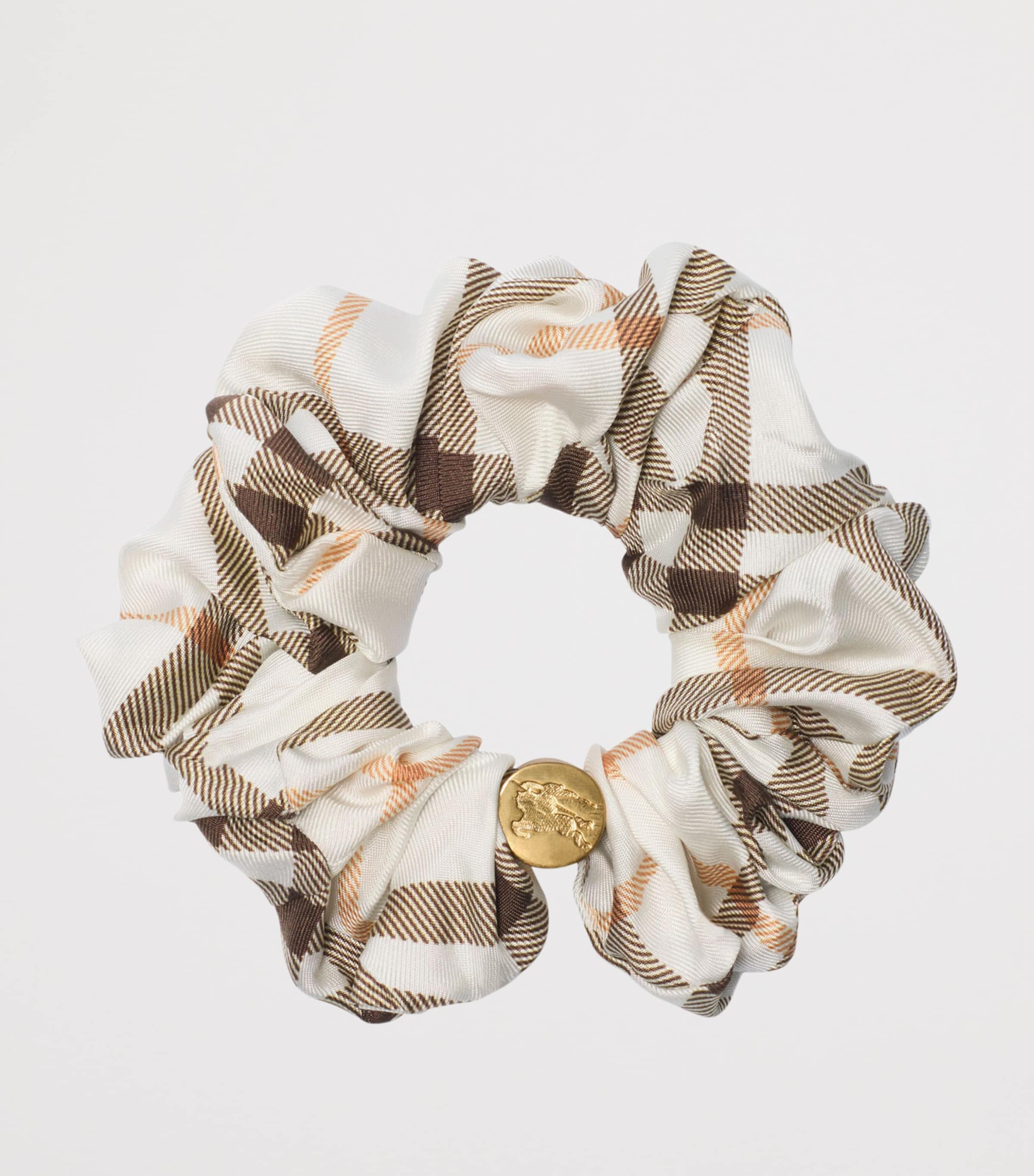 Silk Check Scrunchie PEBBLE BEIGE IP CHEC Image 2
