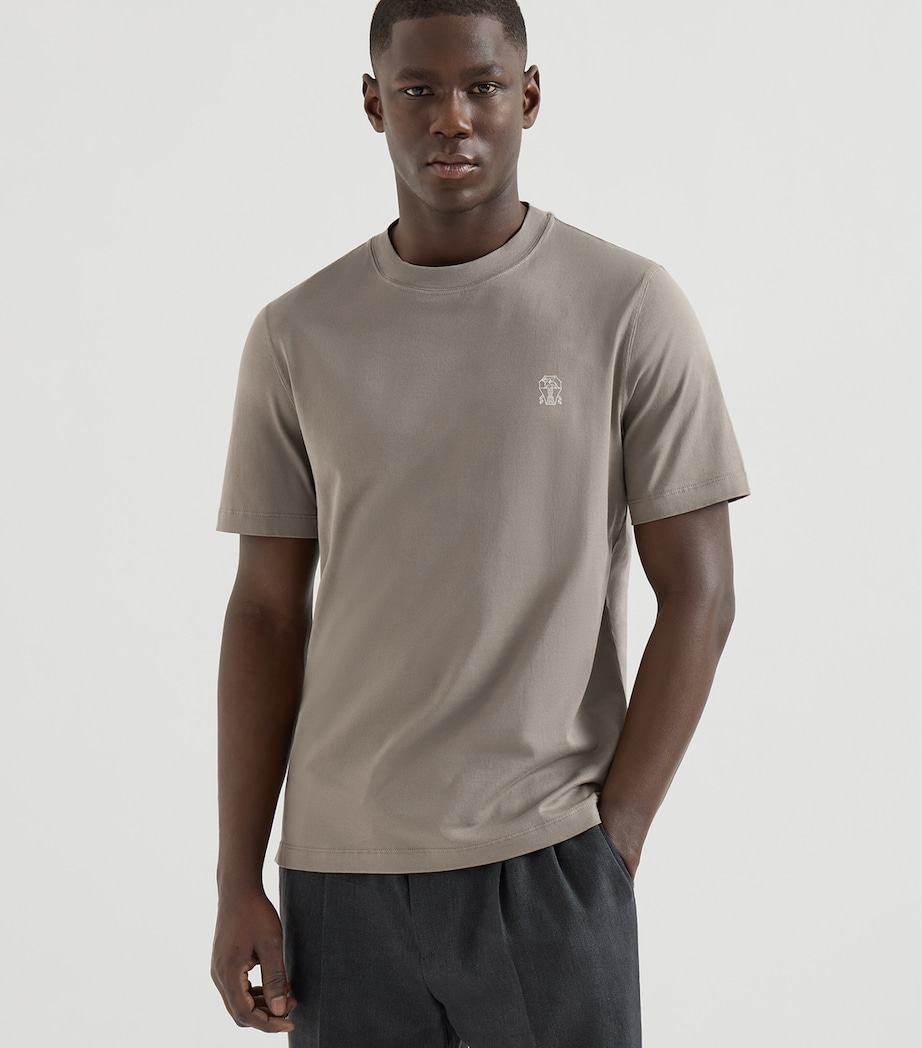 Brunello Cucinelli Mens Cotton Logo T-Shirt Image 2
