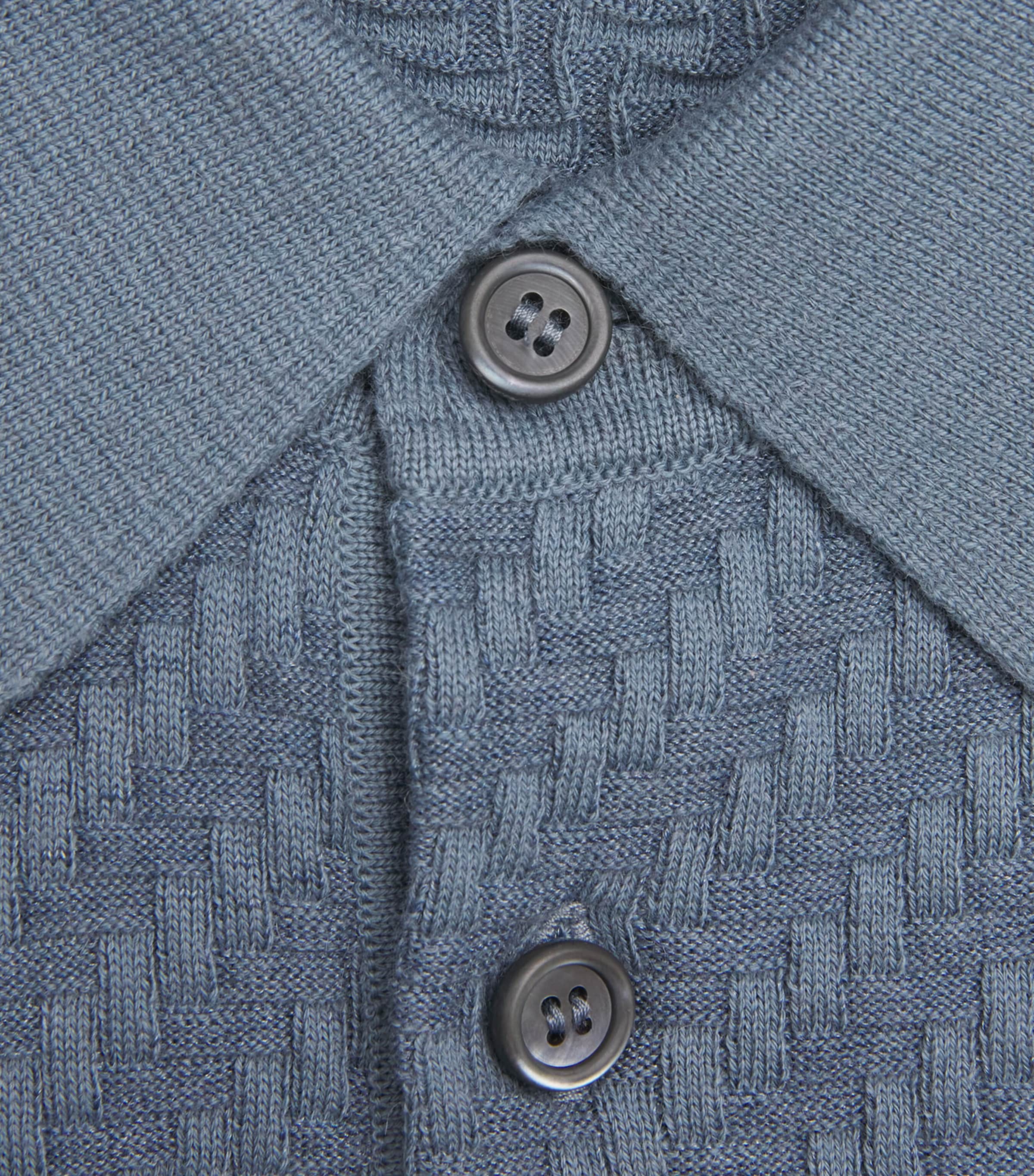 Brioni Mens Cotton-Silk-Cashmere Woven Polo Shirt Image 5