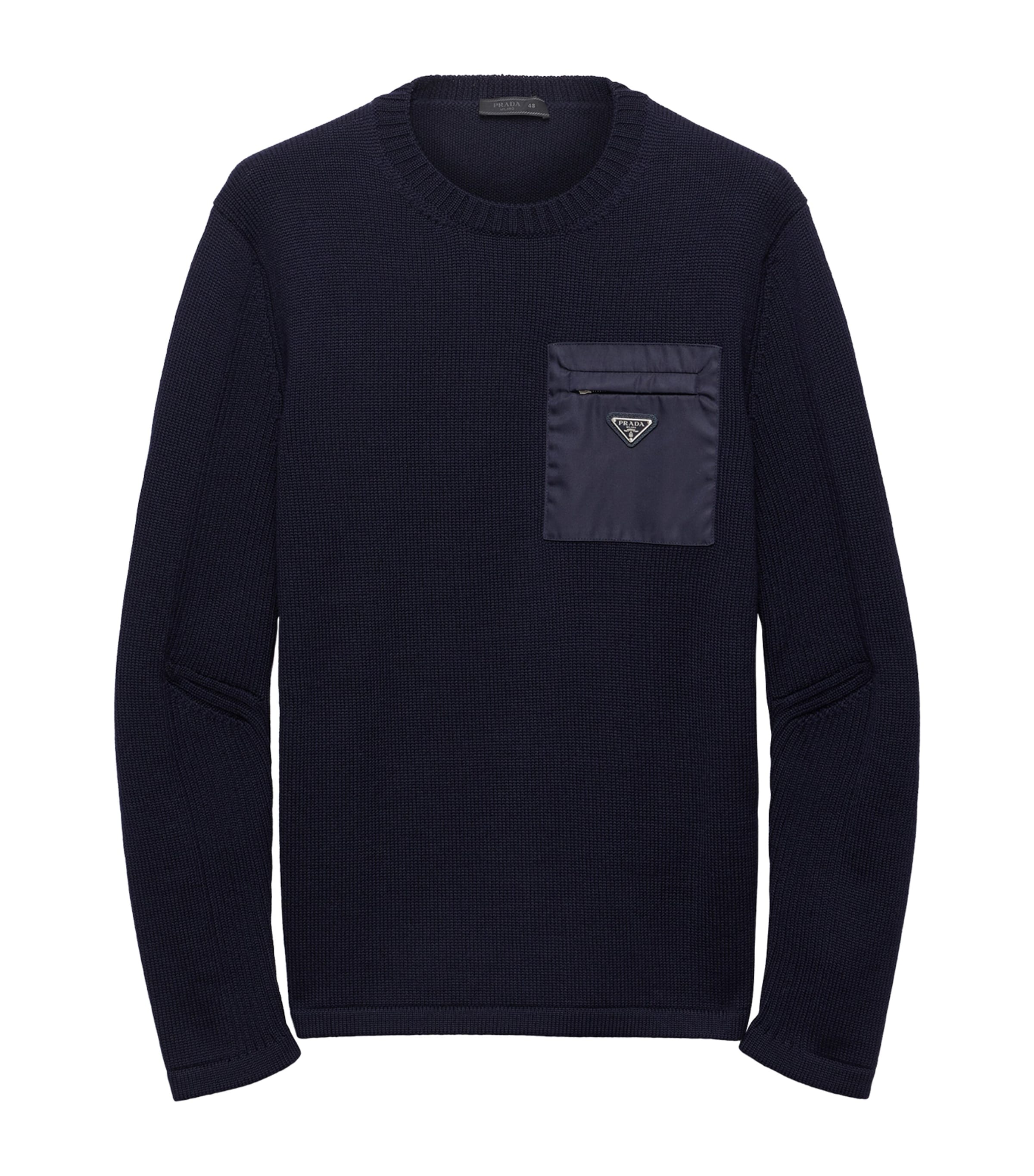 Prada Mens Wool Logo Sweater Blue Image 1