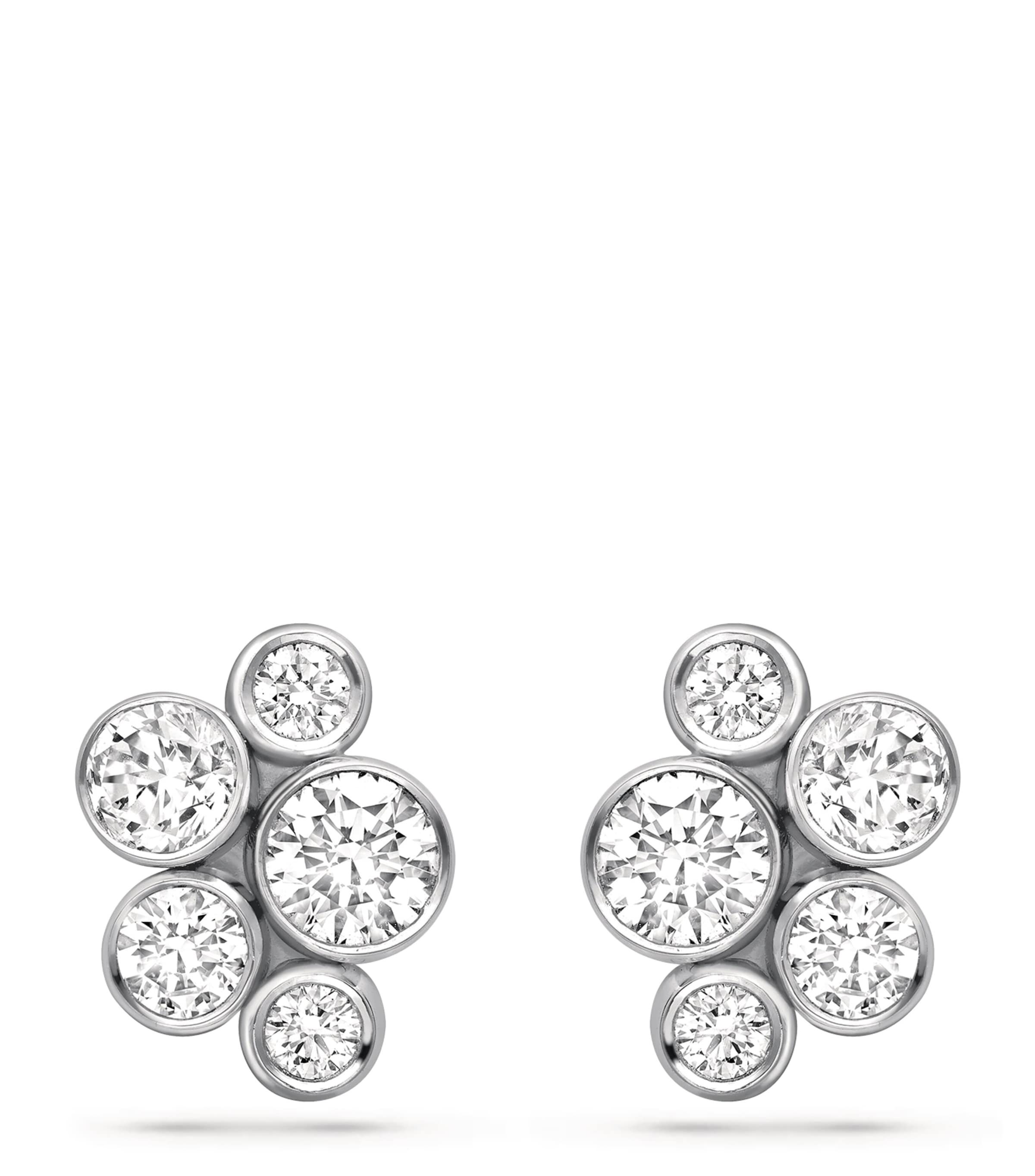 Boodles Platinum And Diamond Large Raindance Stud Earrings In Silver