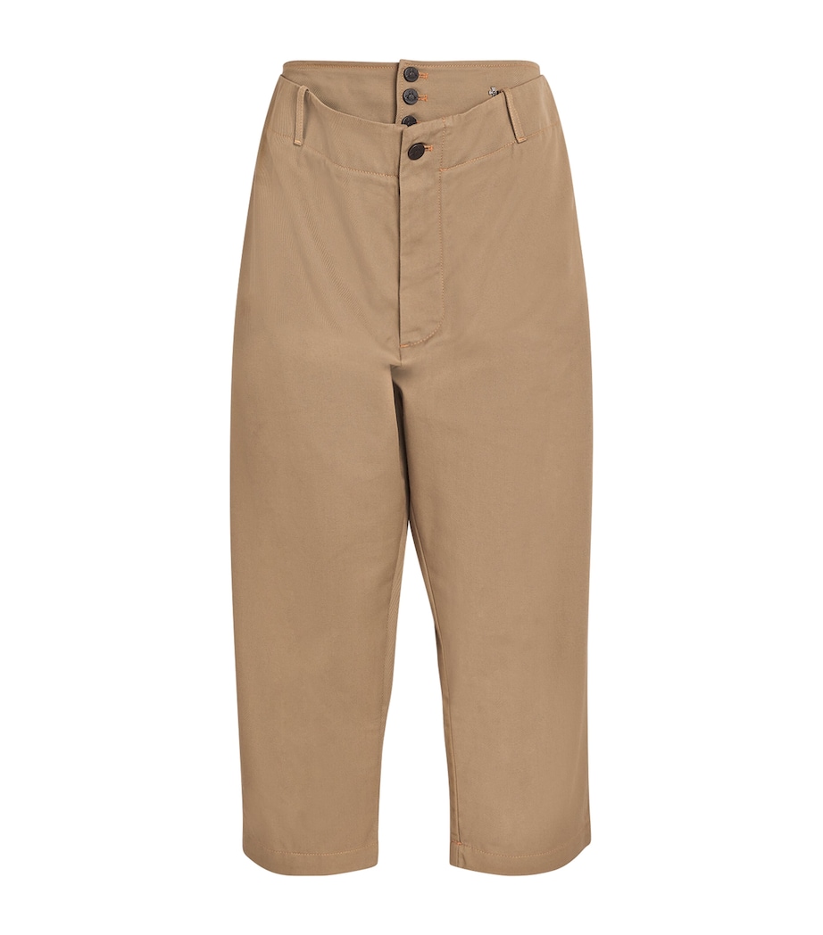 Vivienne Westwood Mens Drill Cropped Wide-Leg Trousers Camel Image 1