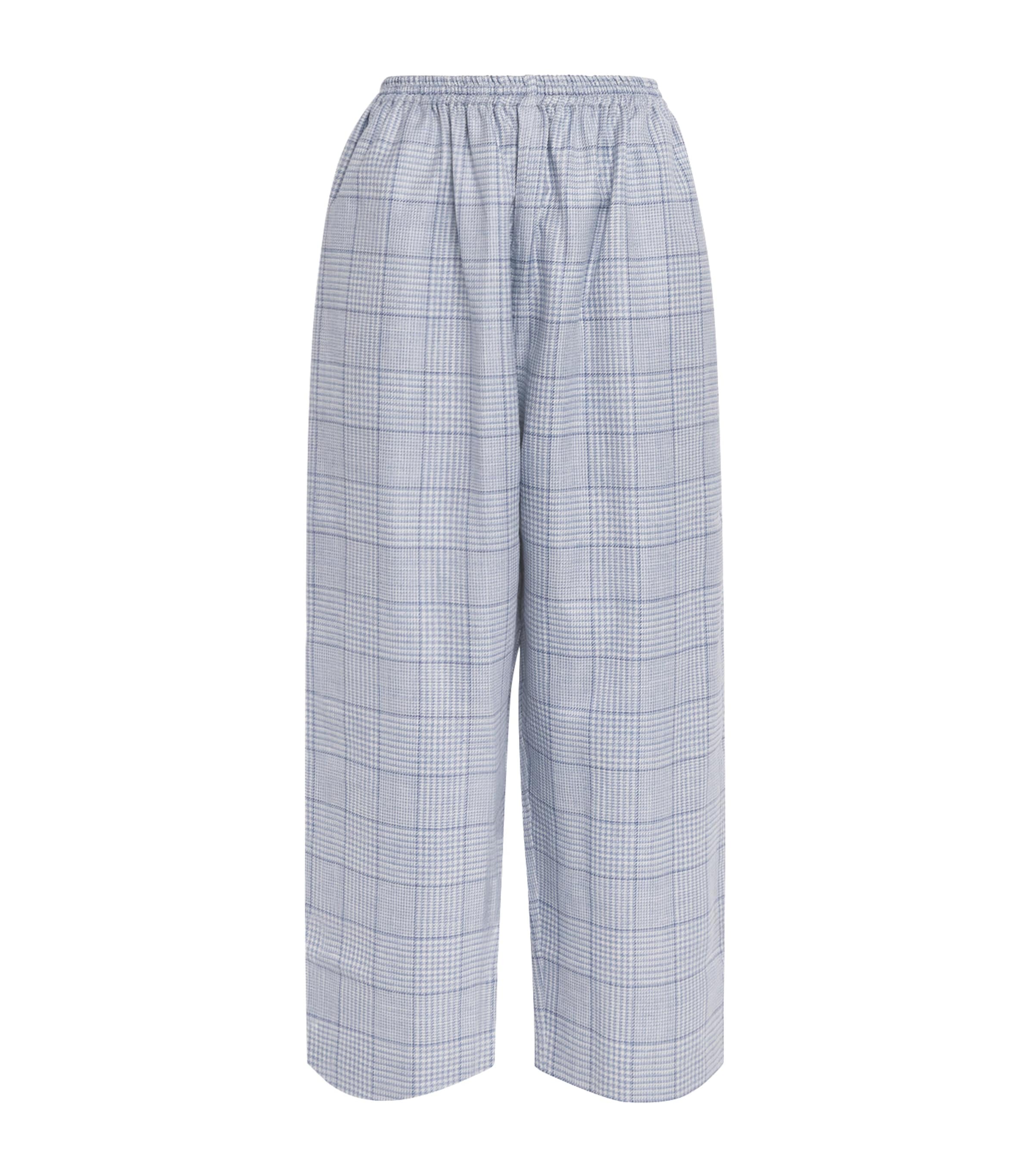 Shop Eskandar Check Japanese Trousers In Blue