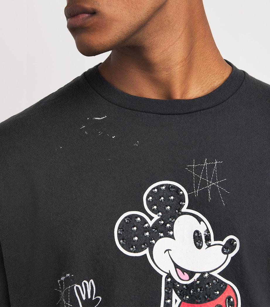 DOMREBEL Mens Cotton Mickey Mouse T-Shirt Black Image 6
