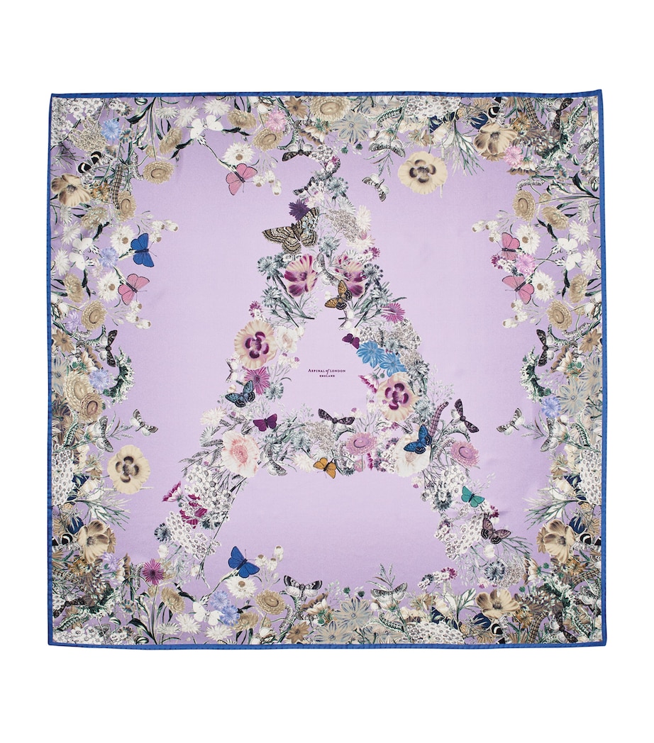 Silk Floral Print Scarf LAVENDER Image 1