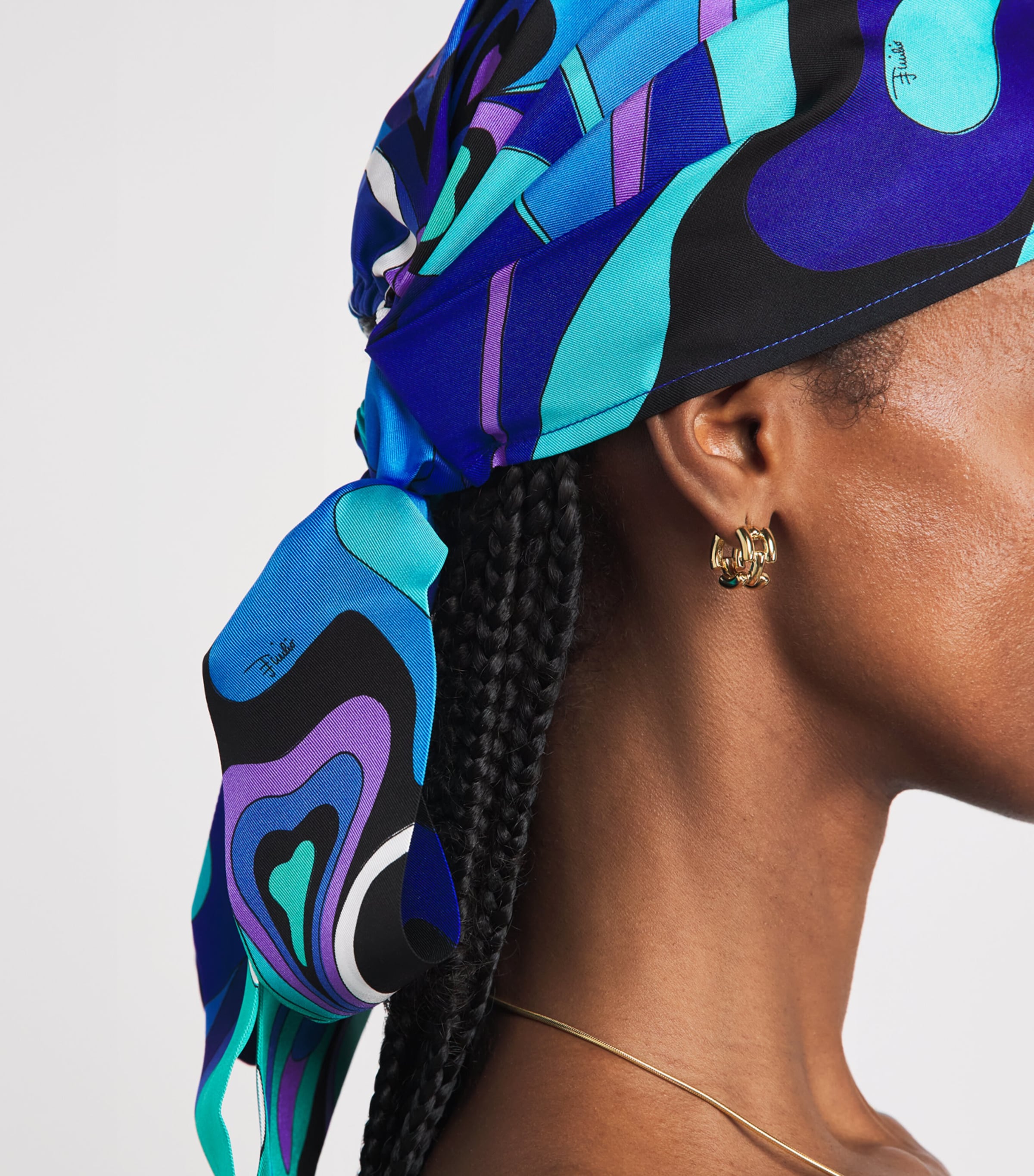 PUCCI Silk Orchidee Bandana Turquoise Image 2