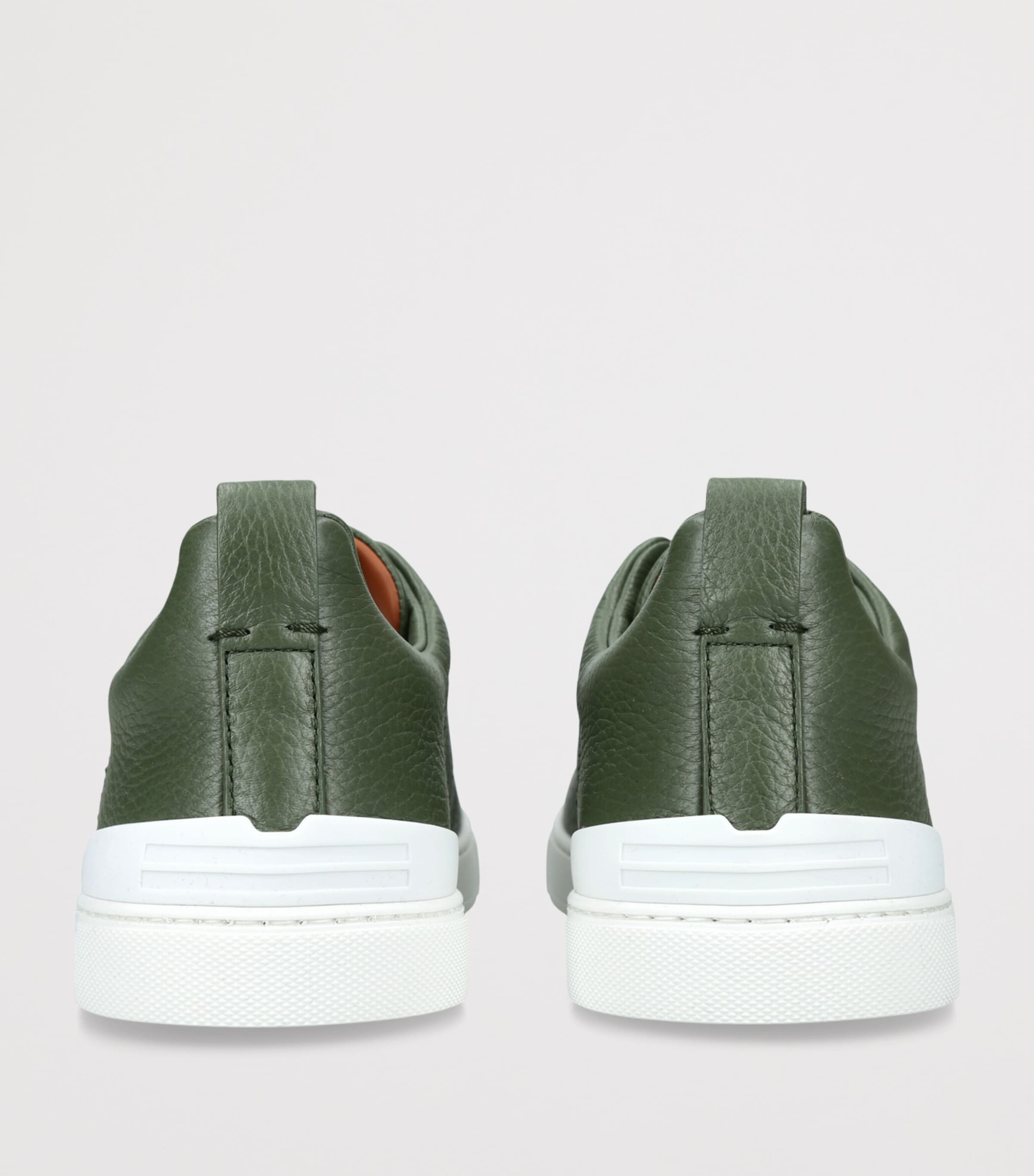 Zegna Leather Stitch Sneakers Dark Green Image 4