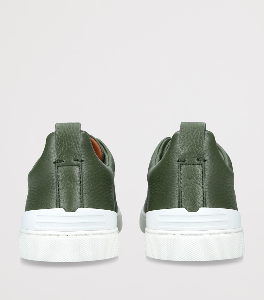 Zegna Leather Stitch Sneakers Dark Green Image 4