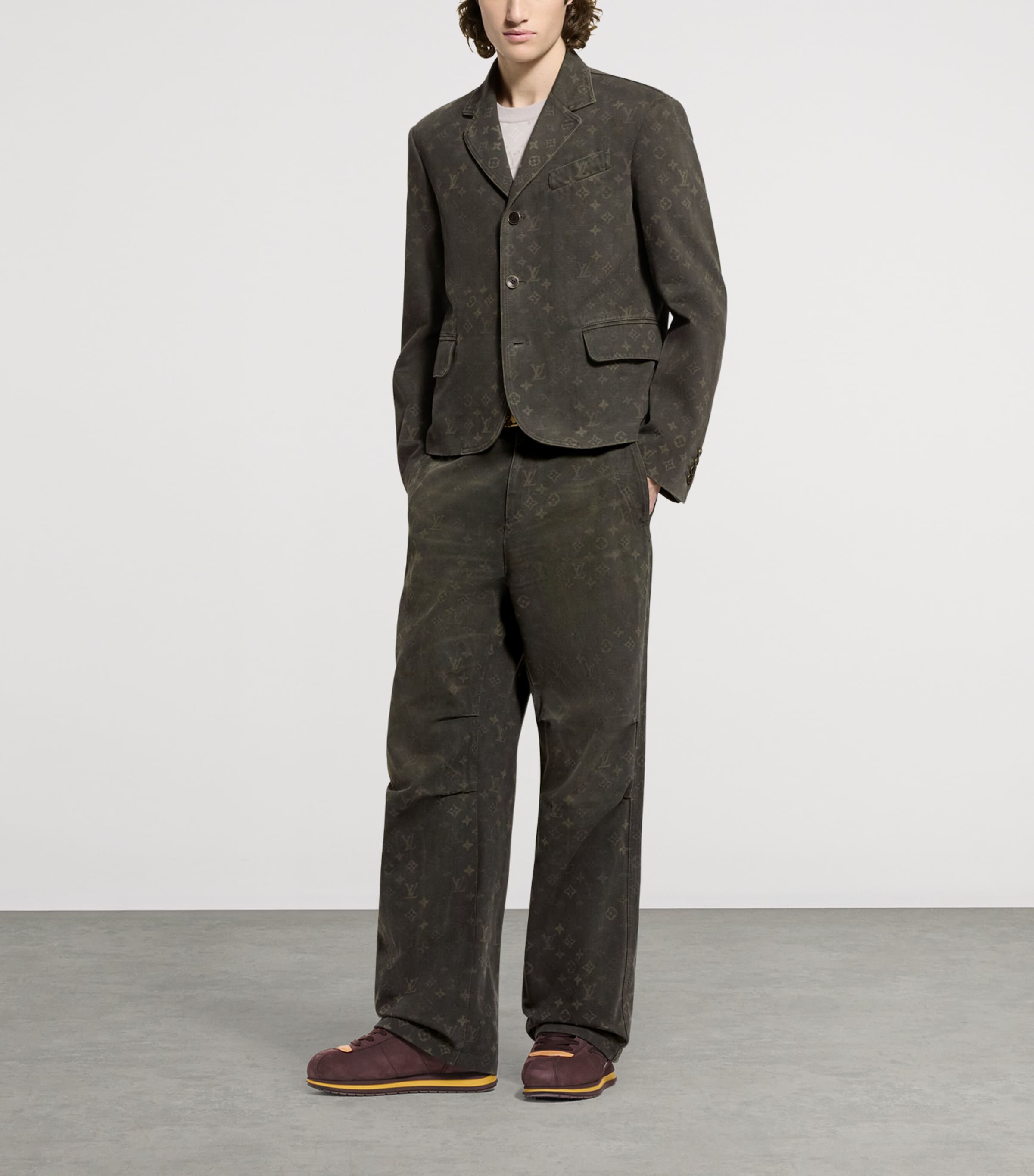 Waxed Denim Trousers DARK KHAKI GREEN Image 4