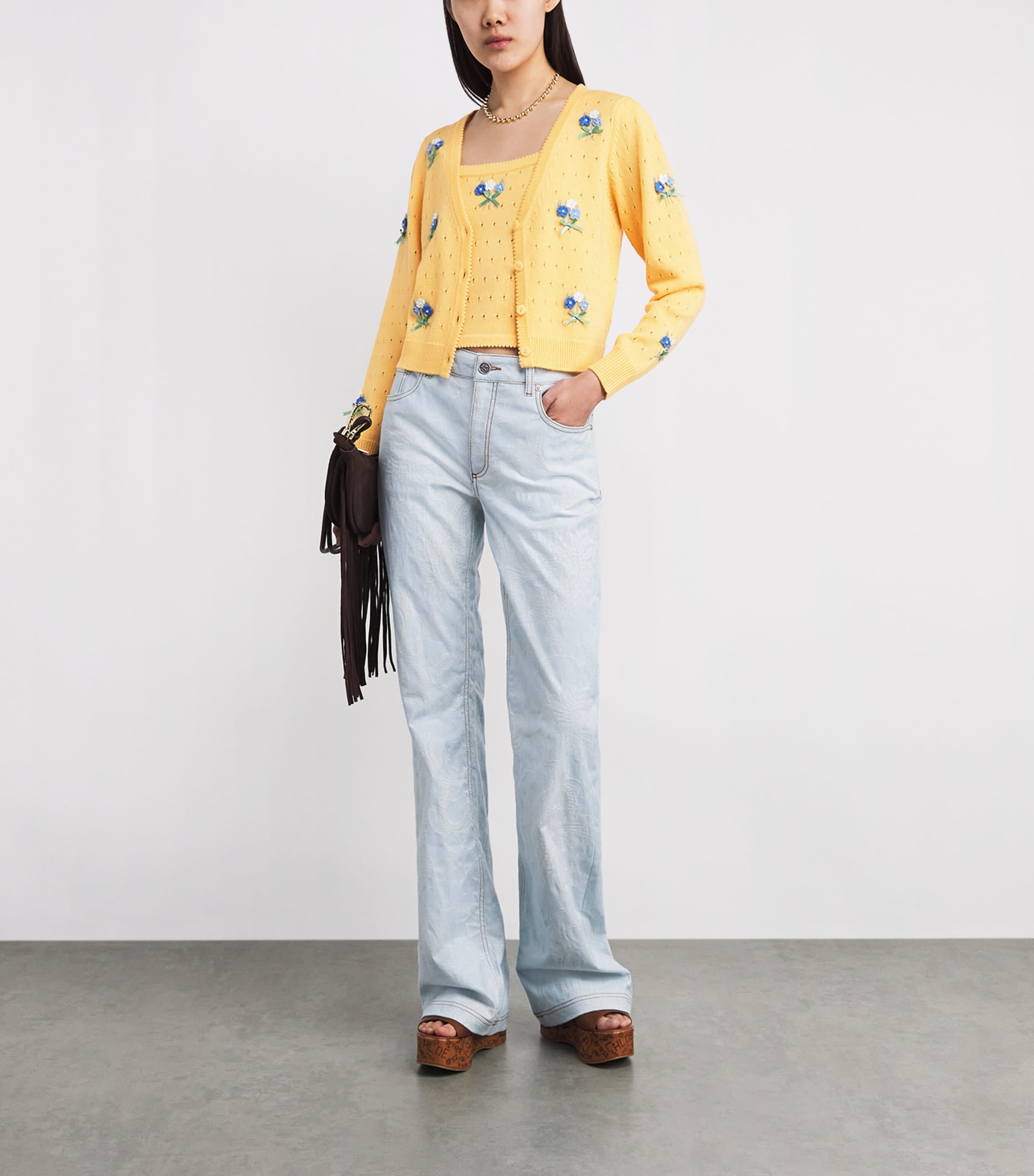 Wool Floral-Appliqué Perla Cami Top FLORET EMB YELLOW Image 2