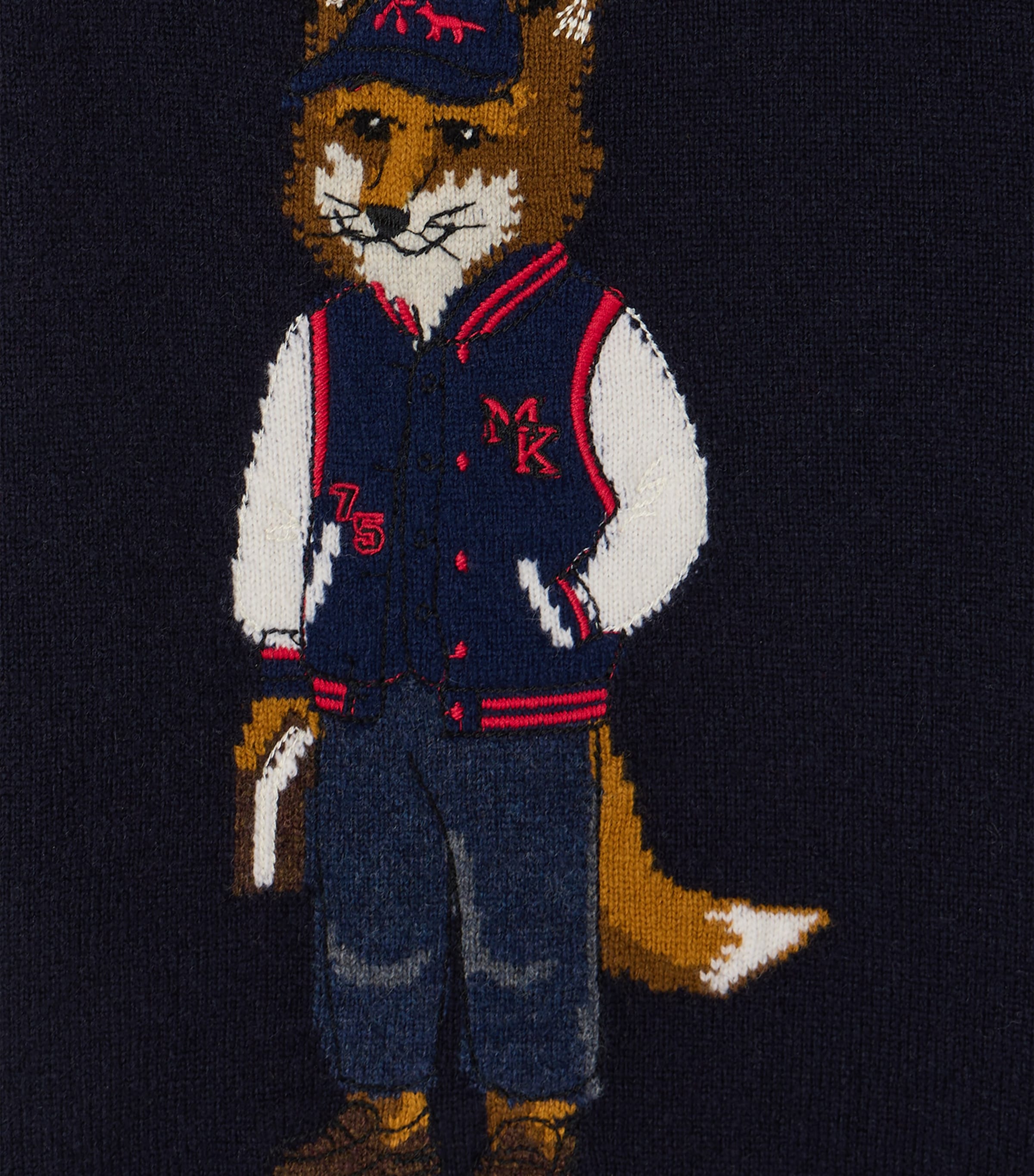 Bonpoint x Maison Kitsuné Wool Fox Sweater (14 Years) Marine Image 3