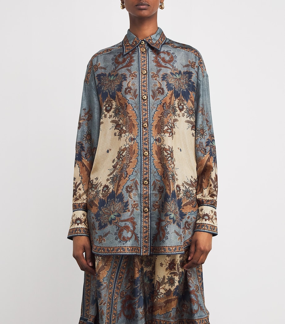 Zimmermann Womens Silk Floral Print Ascension Shirt Blcminflo Bl/crm I/f Image 3