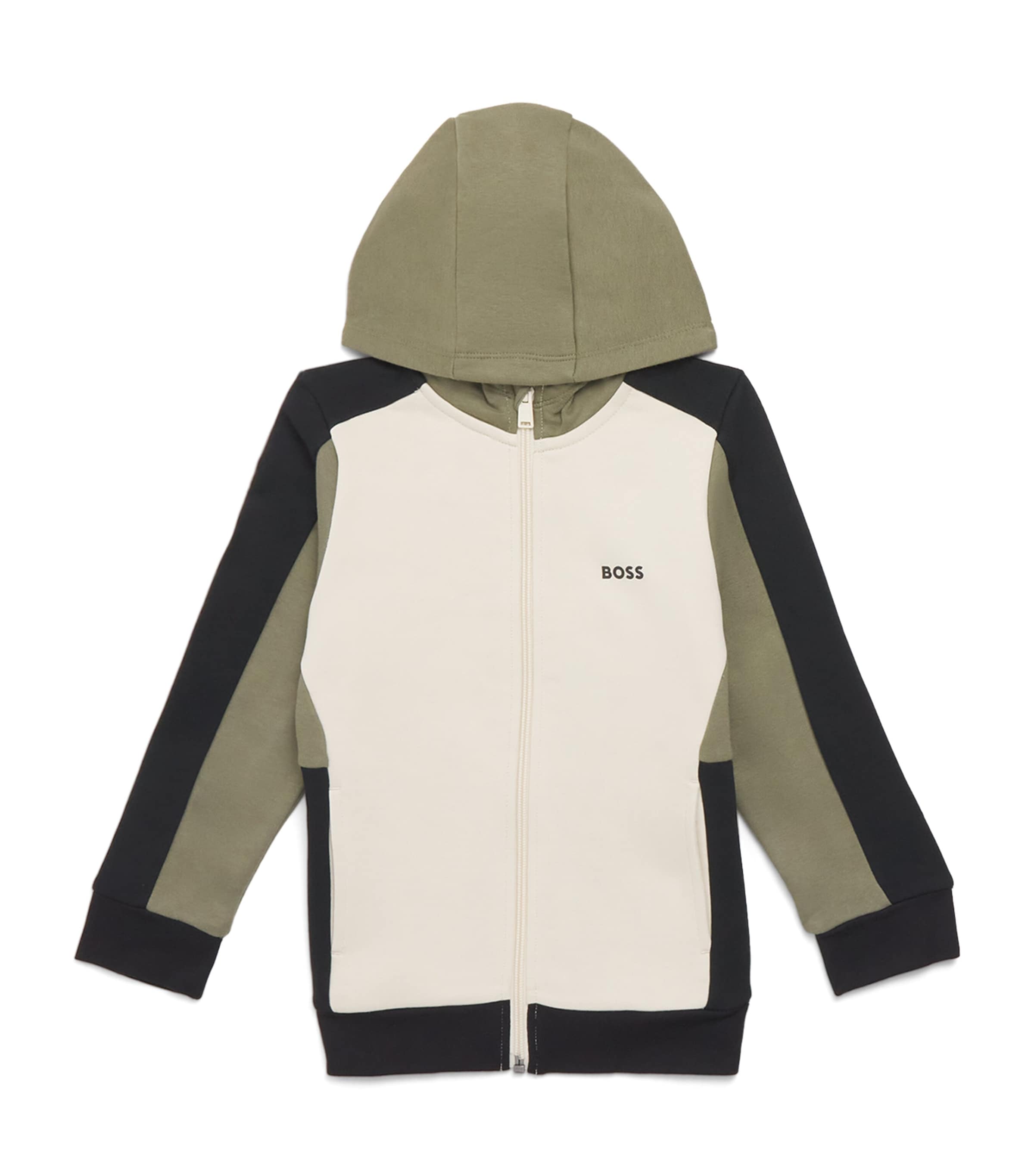 Colour-Block Logo Zip-Up Hoodie (4-16 Years) SAND Image 1