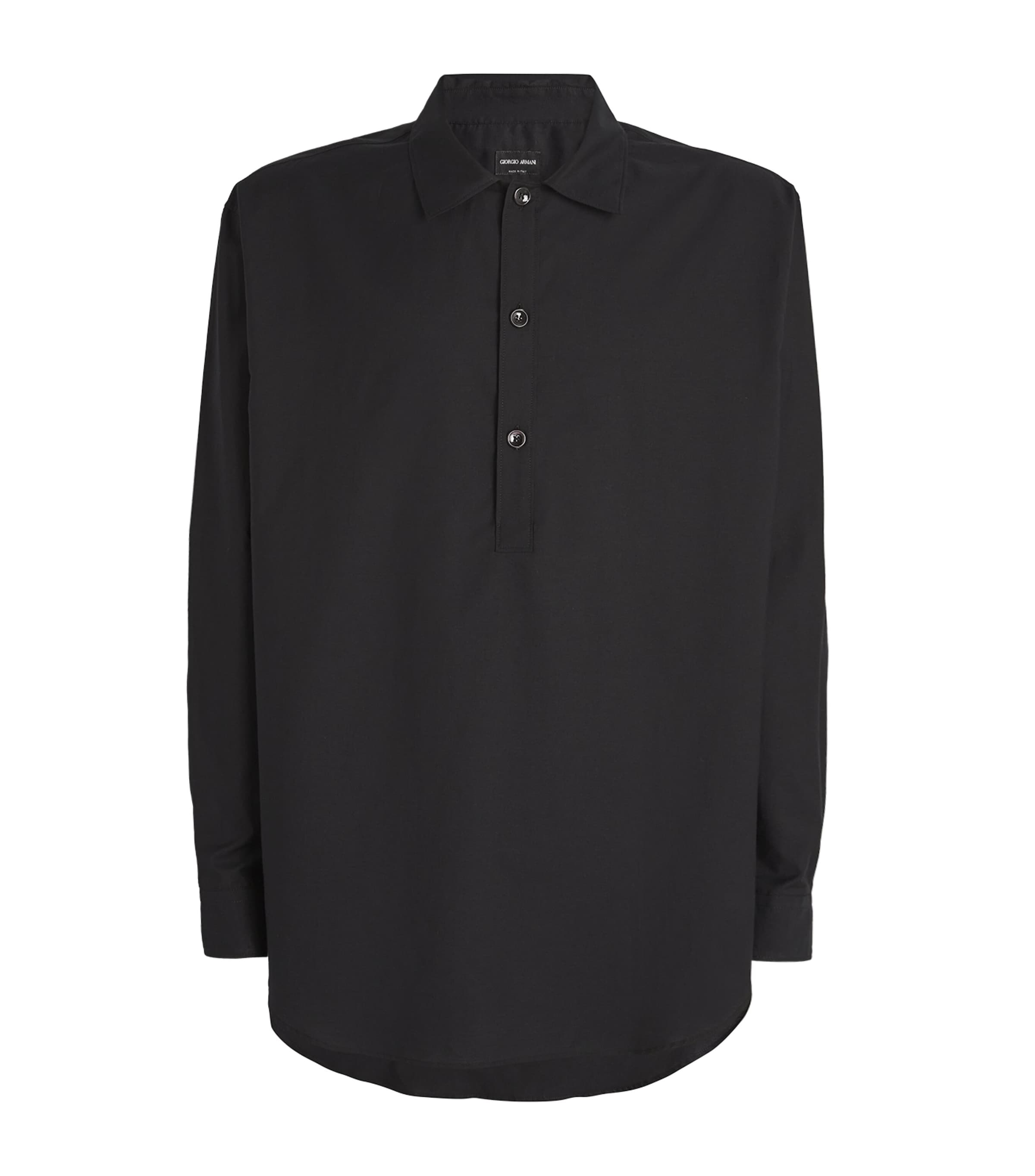 Giorgio Armani Cotton-silk Shirt In Black
