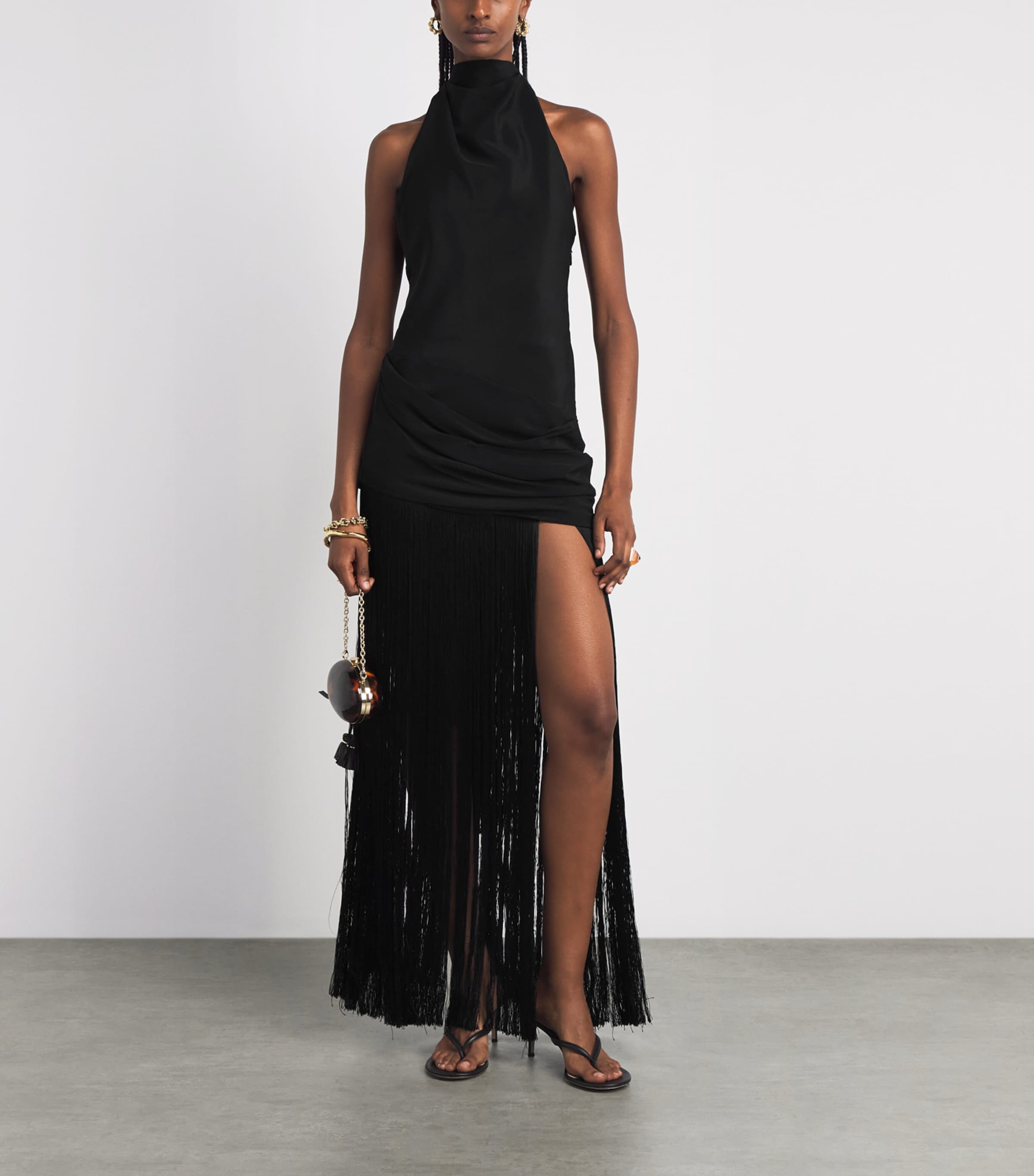 Cult Gaia Womens Fringe-Detail Noosha Maxi Dress Black Image 2