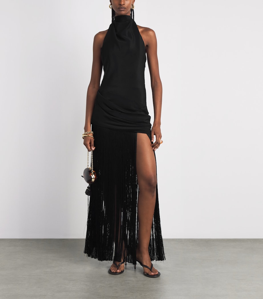 Cult Gaia Womens Fringe-Detail Noosha Maxi Dress Black Image 2