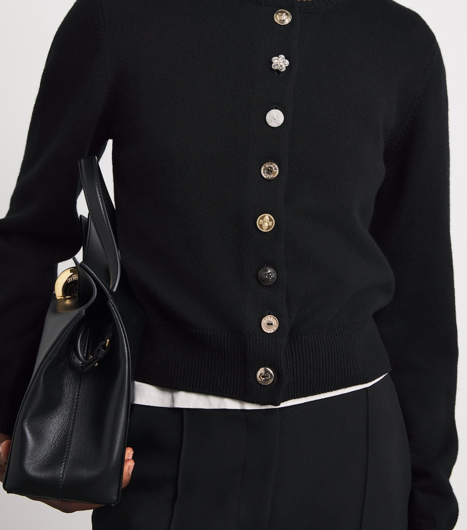 Barrie Womens Cotton-Cashmere Mismatched Cardigan Black Image 3
