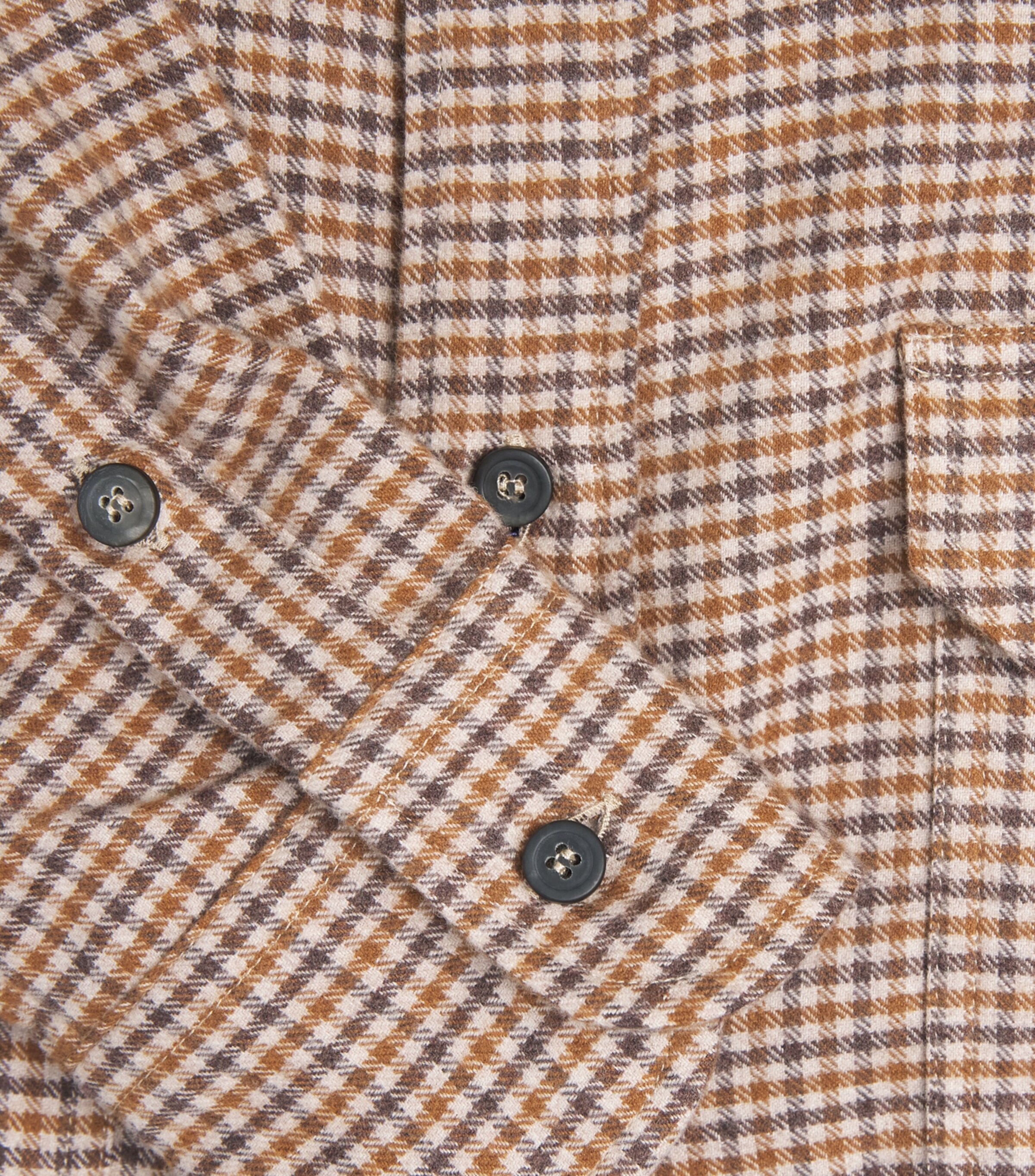 Sease Mens Brushed Cotton Flannel Military Shirt Brown Beige Image 6