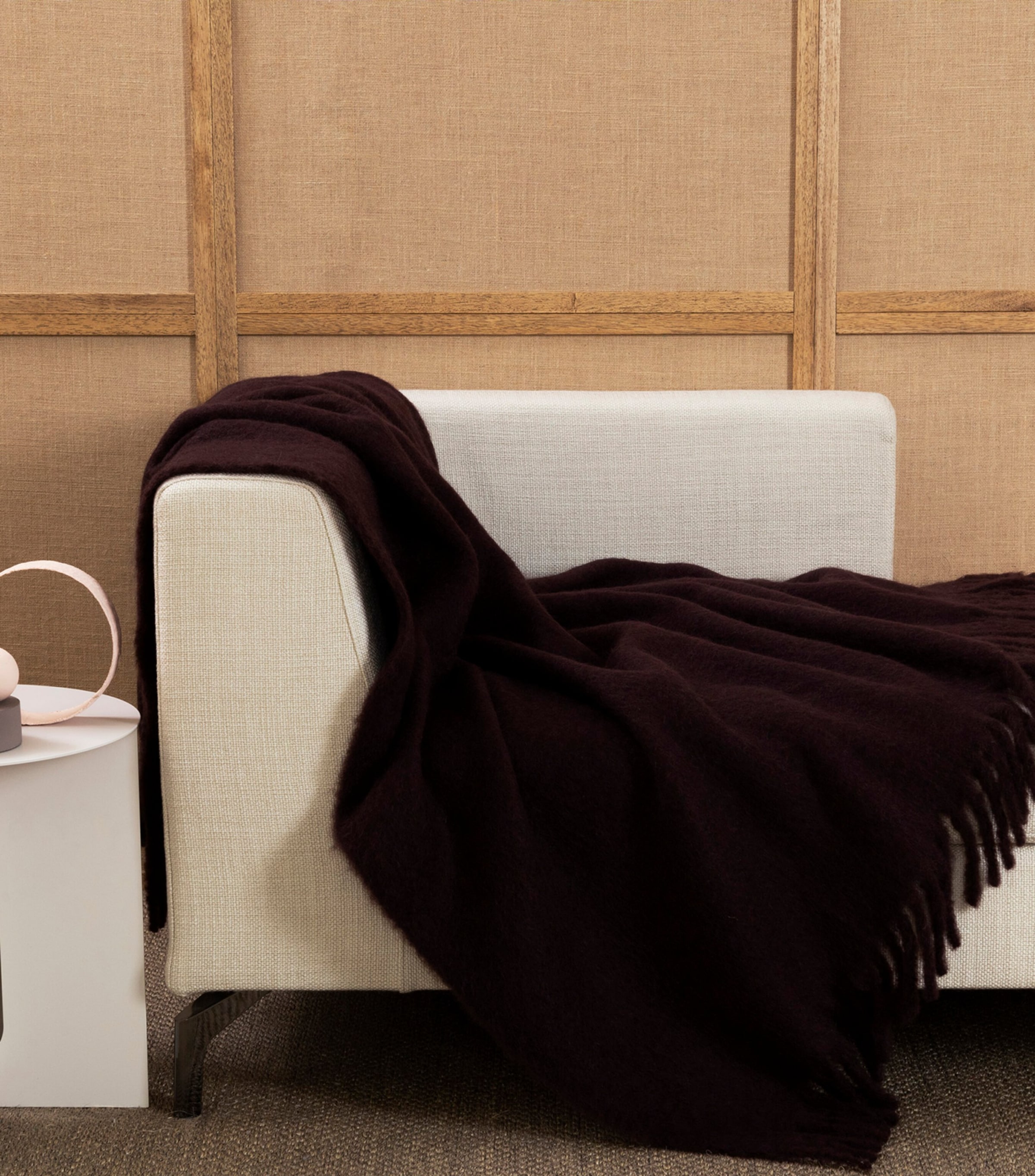 Frette Wool-alpaca Cosy Throw In Brown