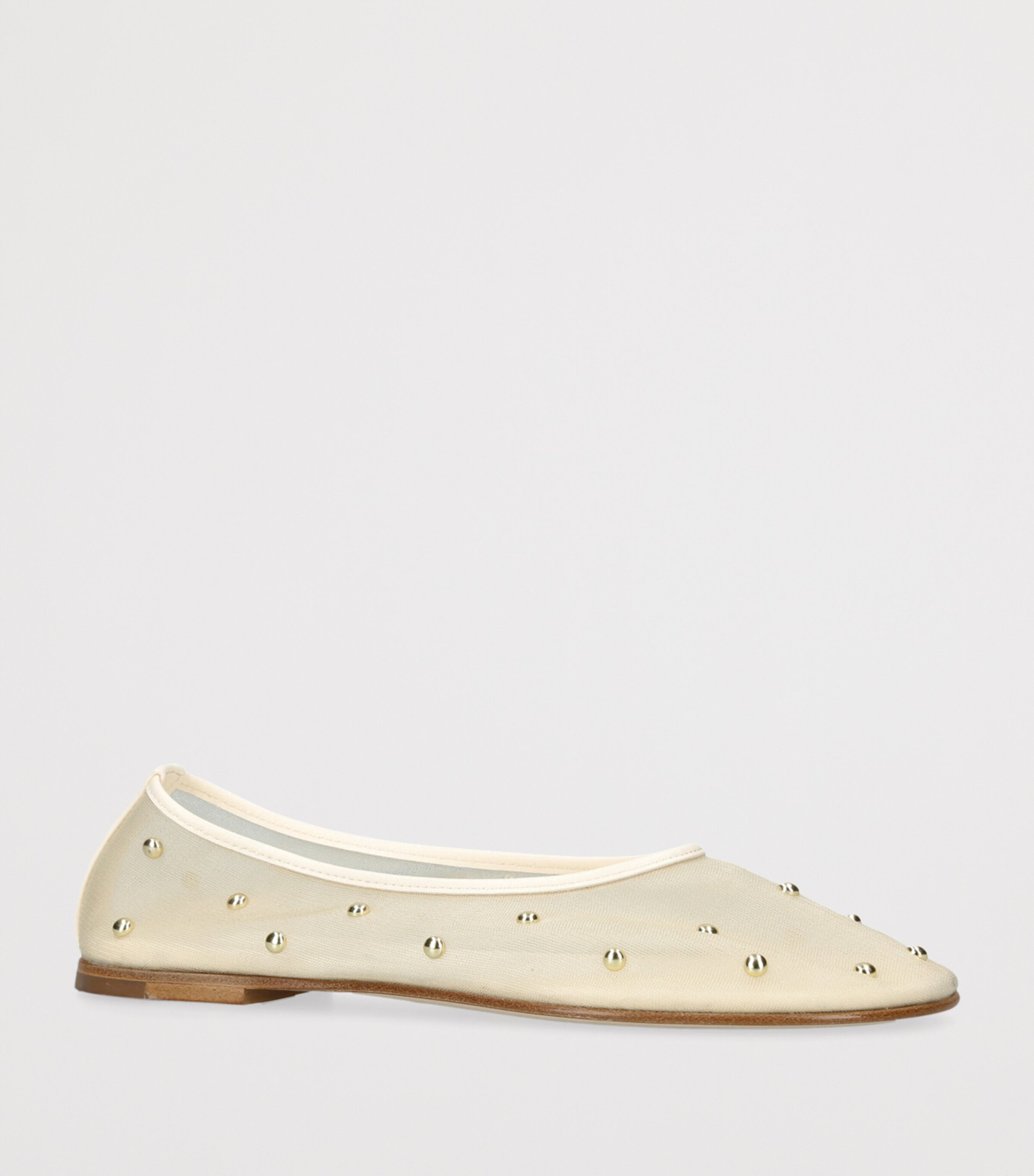 Mesh Stud-Detail Balla Ballet Flats CREAM Image 3