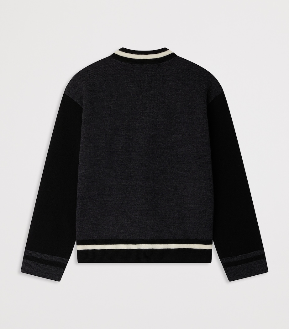 Wool Contrast-Stripe Cardigan (4-14 Years) RA GRIS CHINE Image 2